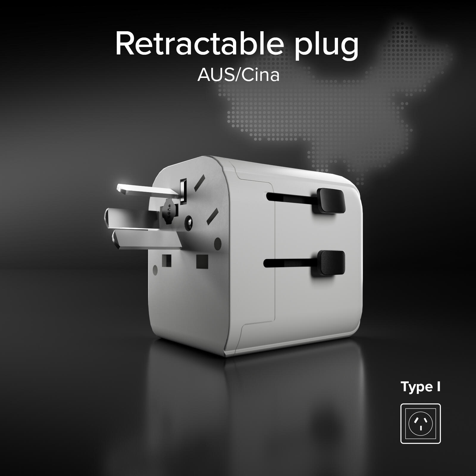 Adattatore universale da viaggio 2500W con spine internazionali 4/7