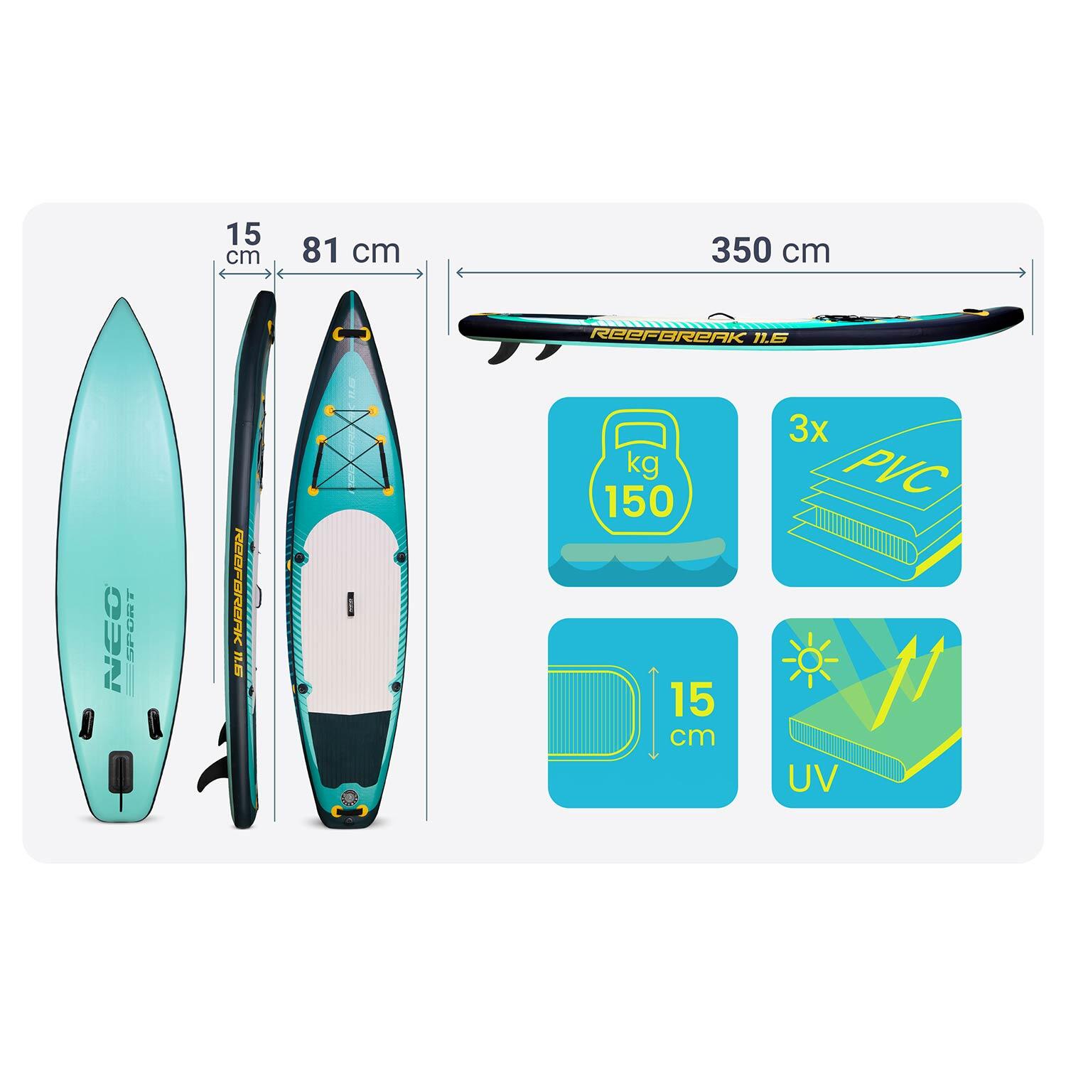 Deska SUP do pływania Neo-sport Reefbreak pompowana Stand Up Paddle 350 cm 6/7
