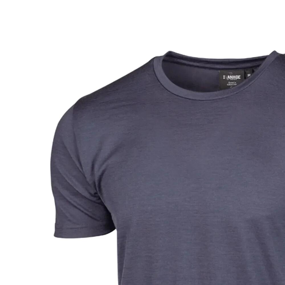T-shirt UW Ceasar uomo - 100% lana merino extra fine - Blu acciaio 4/5