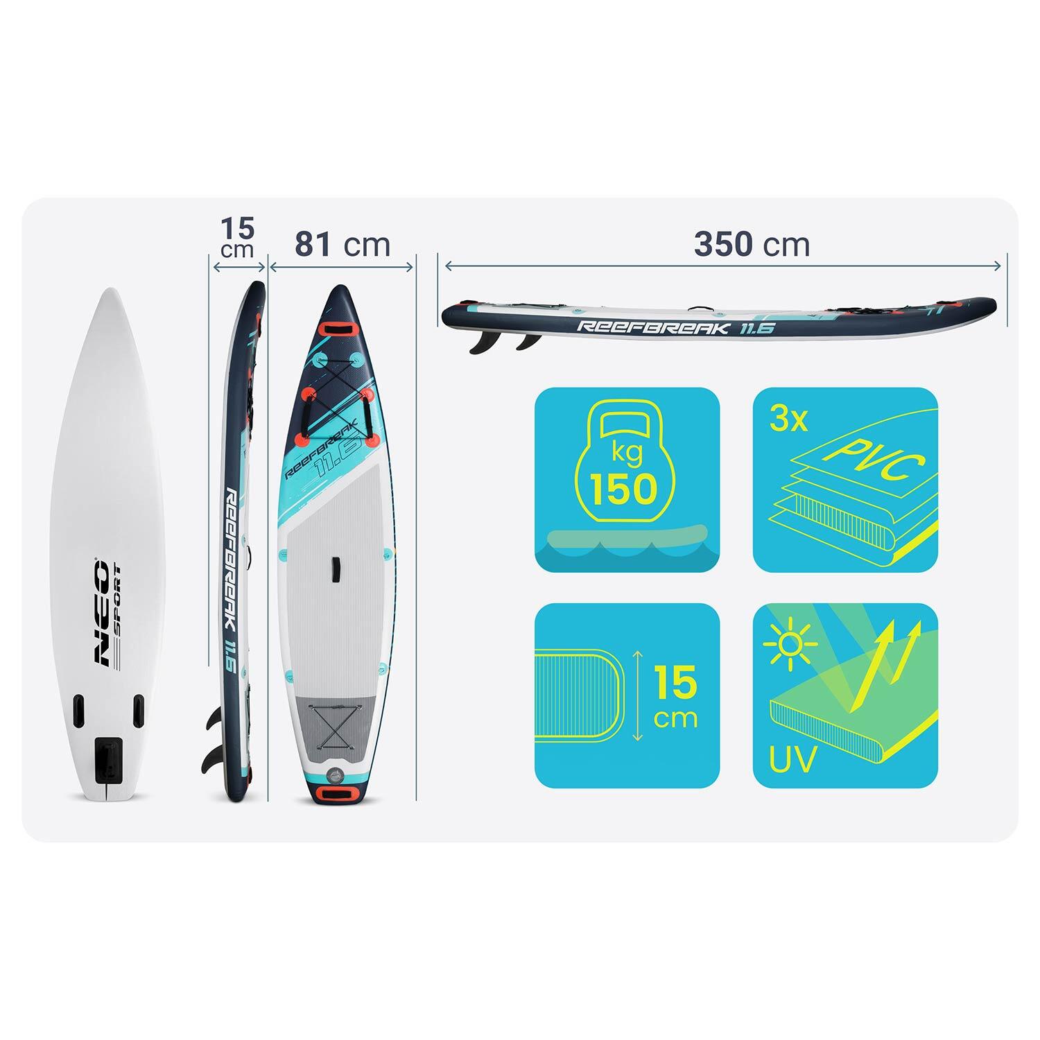 Deska SUP do pływania Neo-sport Reefbreak pompowana Stand Up Paddle 350 cm 6/7
