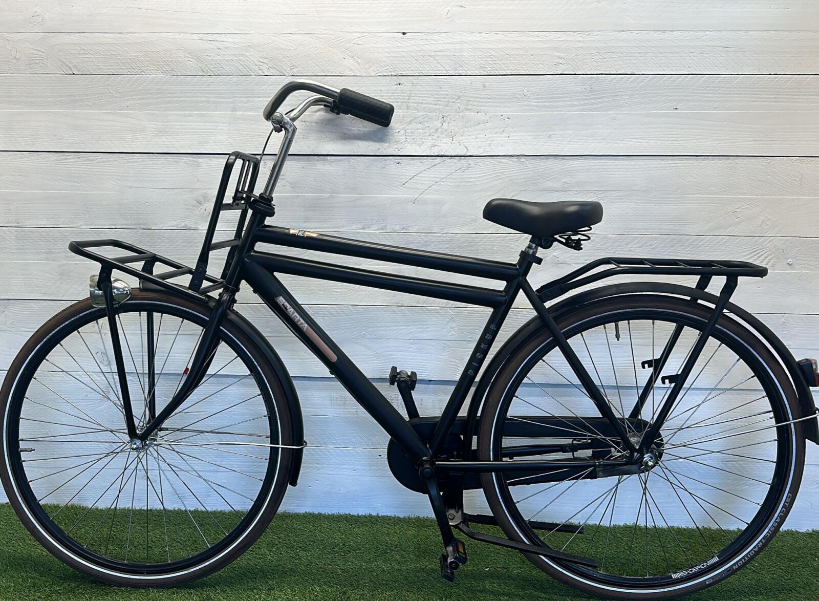 Sparta transport stadsfiets 53 cm, zwart - tweedehands, met voordrager 2/3