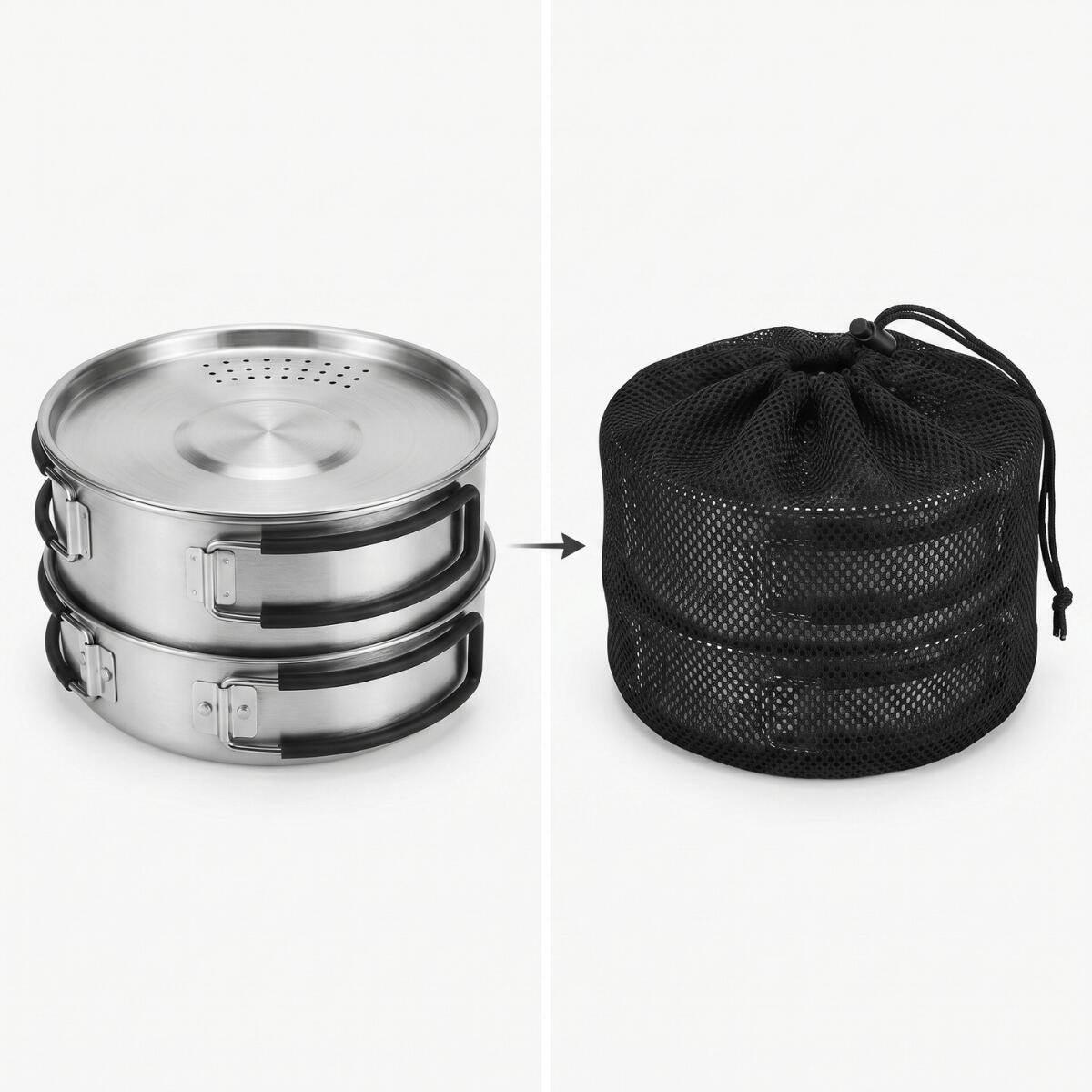 Kit di pentole e padelle Omada "Popote" in acciaio inox 3/5