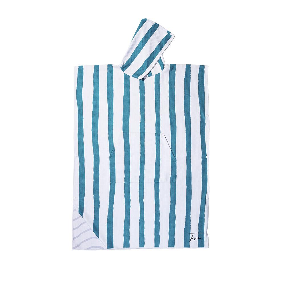 Poncho de Bain adulte 80/110 cm, rayé vert et blanc 2/7