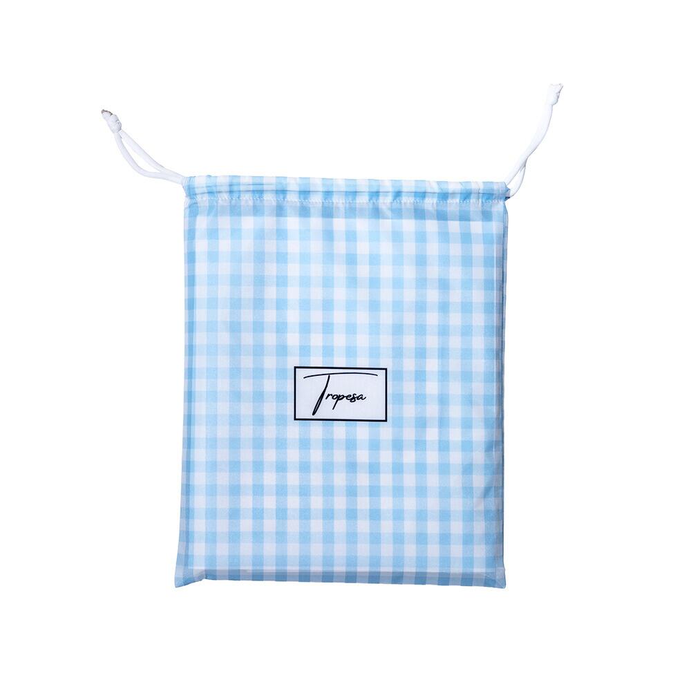 Serviette de plage 160 x 90 cm, imprimée à motif vichy bleu clair et blanc 3/3