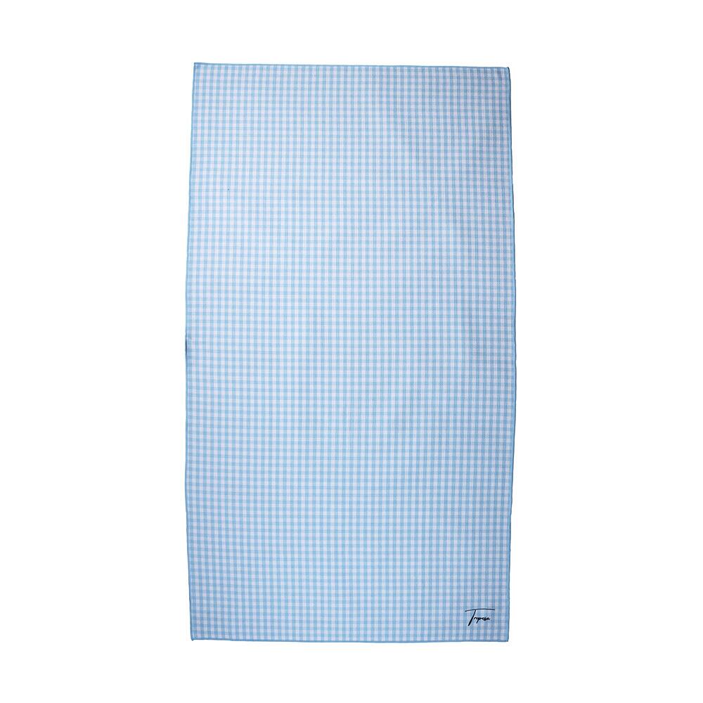 Serviette de plage 160 x 90 cm, imprimée à motif vichy bleu clair et blanc 2/3