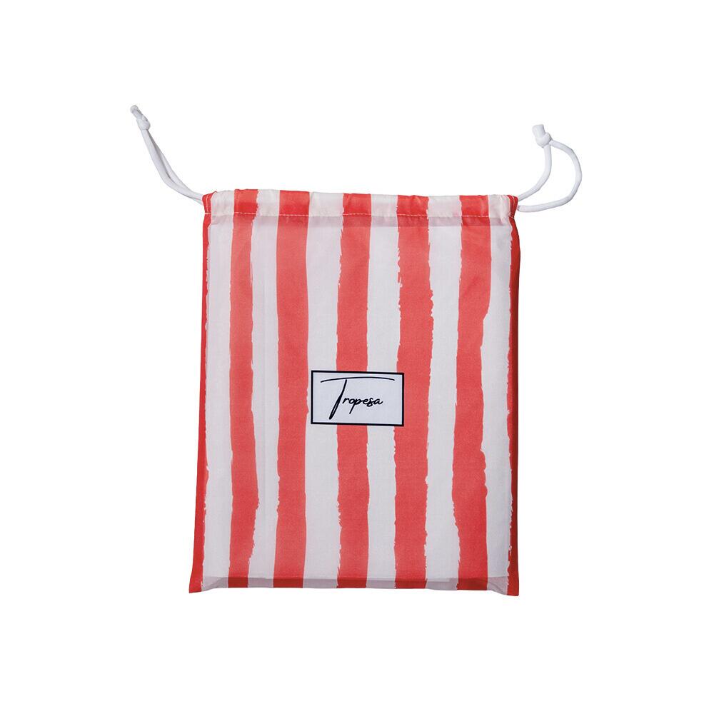 Serviette de plage taille 160 x 90 cm, imprimée à rayures crème et corail 3/5
