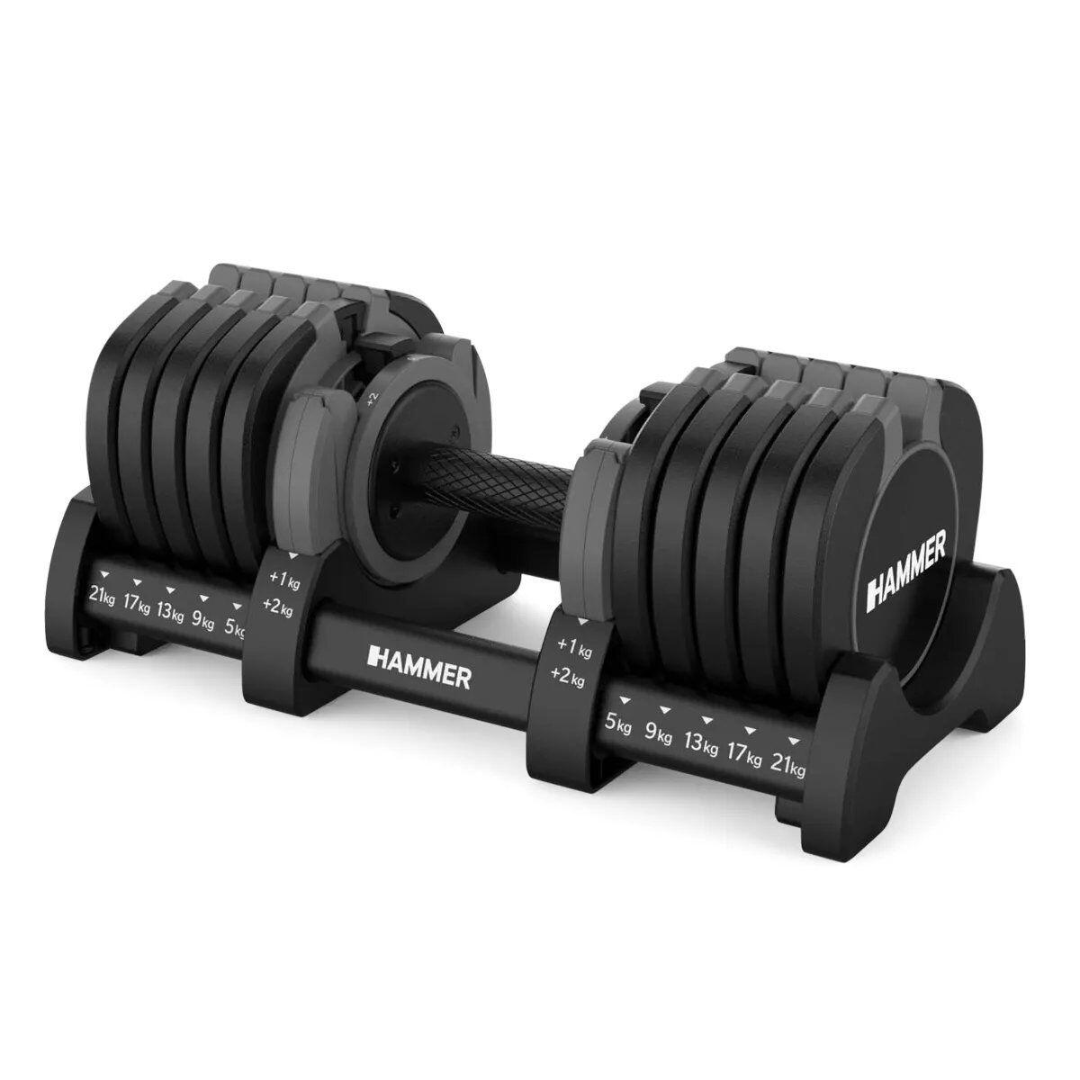 Set mancuernas STRONGLOCK 8.0 2x23kg y soporte Hammer 3/5