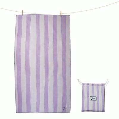 Strandhanddoek 160 x 90 cm, wit/lila gestreept
