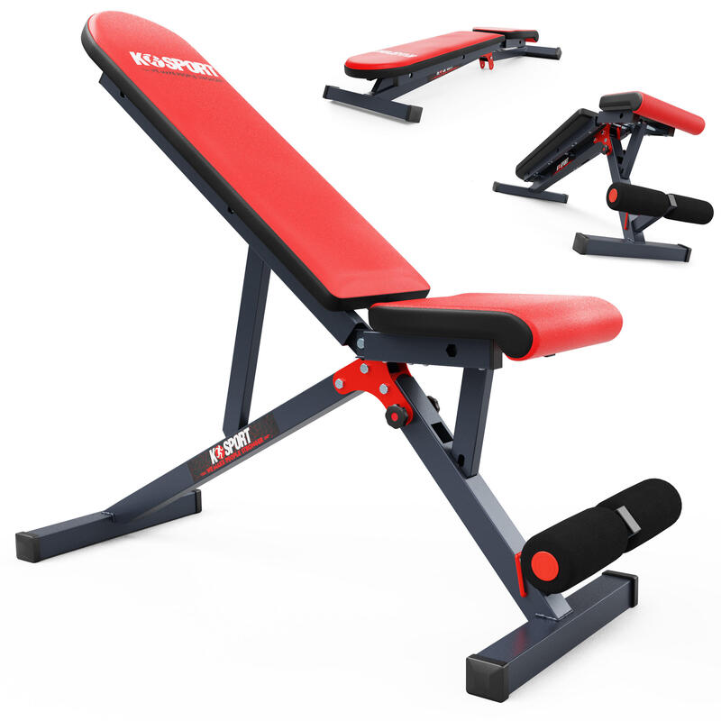 banco de pesas plegable + curler de piernas I banco de pesas ajustable