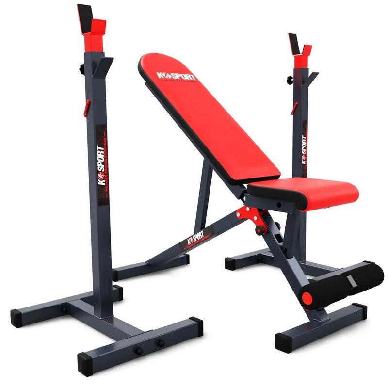 Set di allenamento: porta bilancieri fino a 180 kg con panca per pesi regolabile
