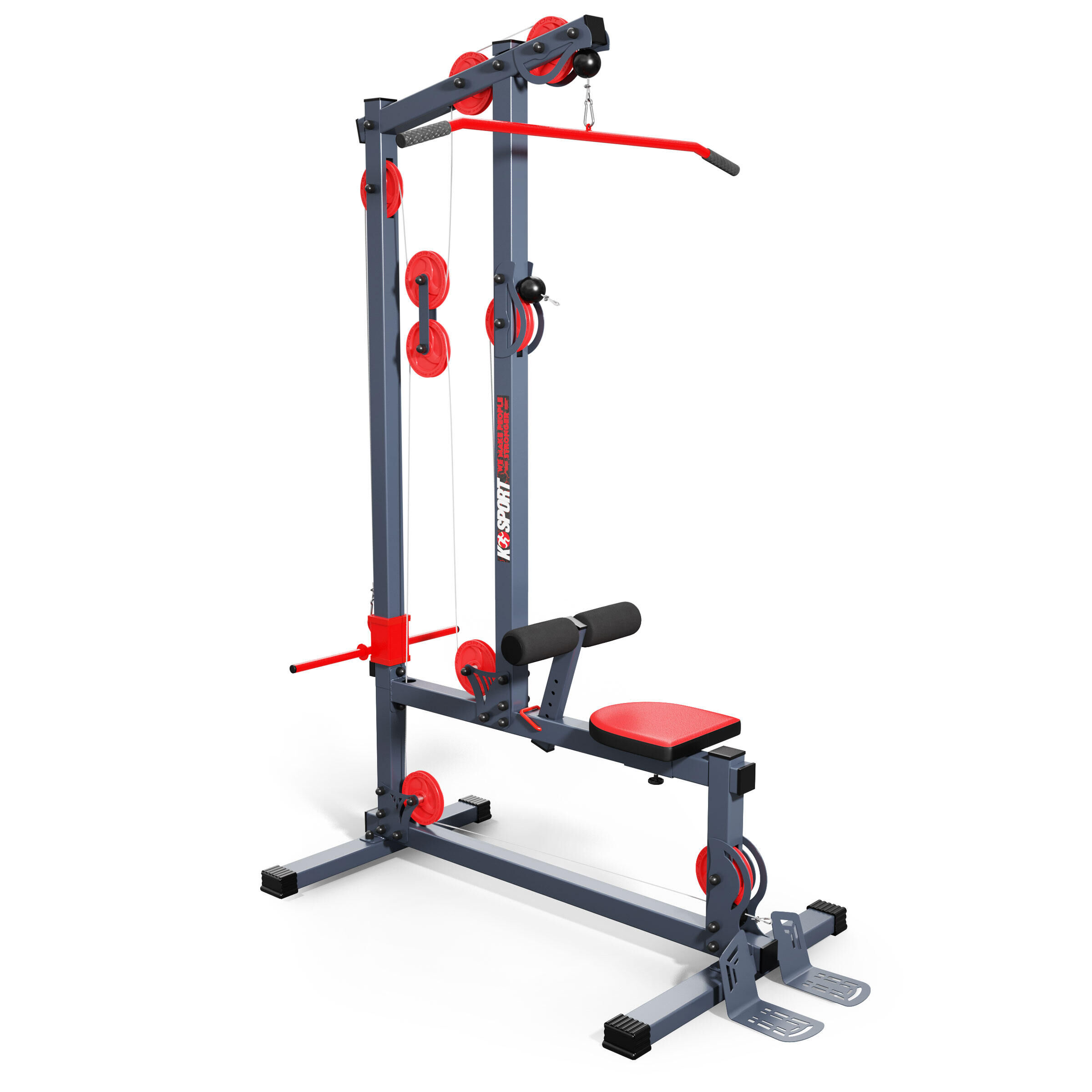 K-SPORT Freestanding Heavy Duty Lat Pull Down Machine with Three Pulleys