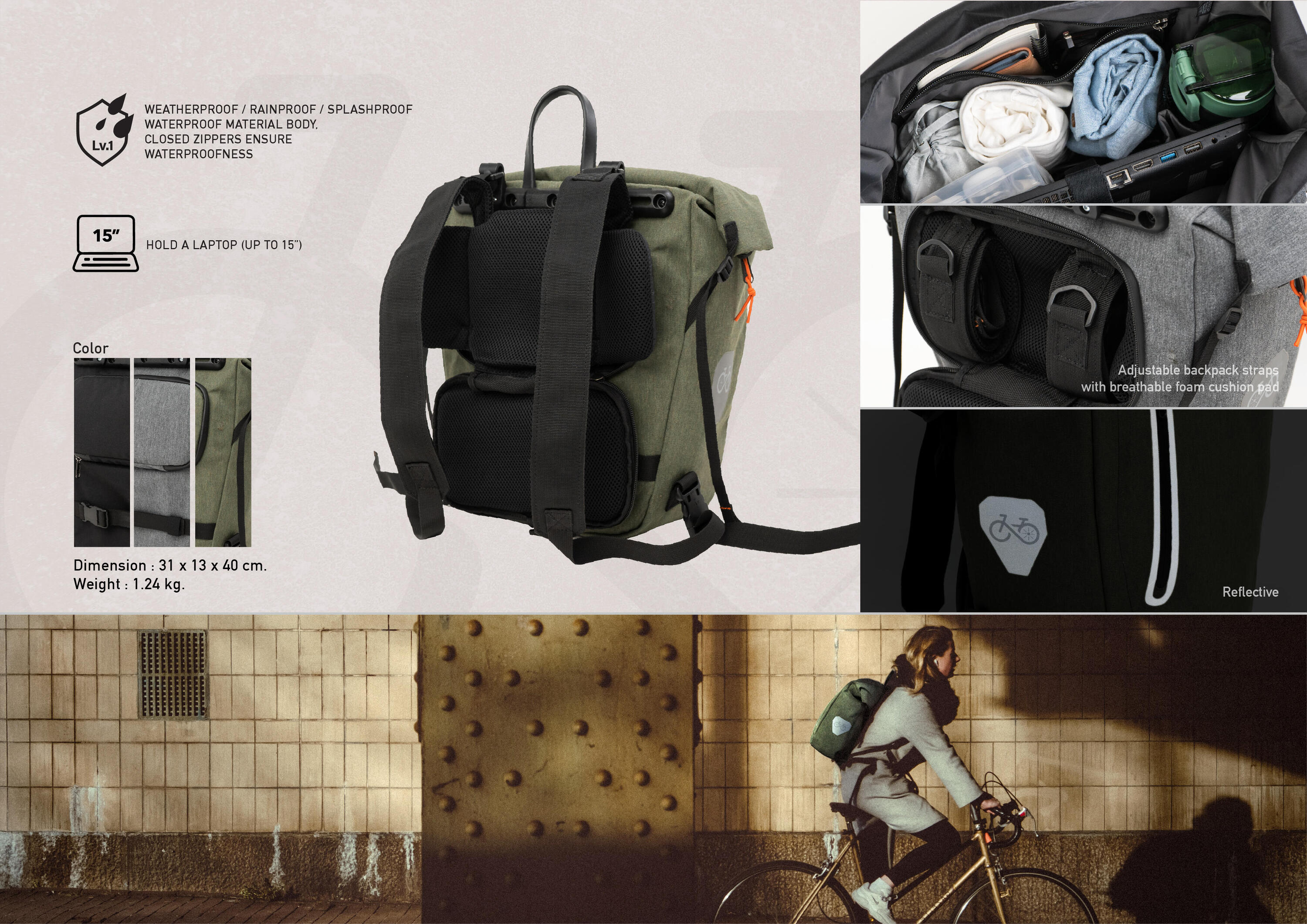Alforja impermeable convertible Urbanion Bikepack 3/7