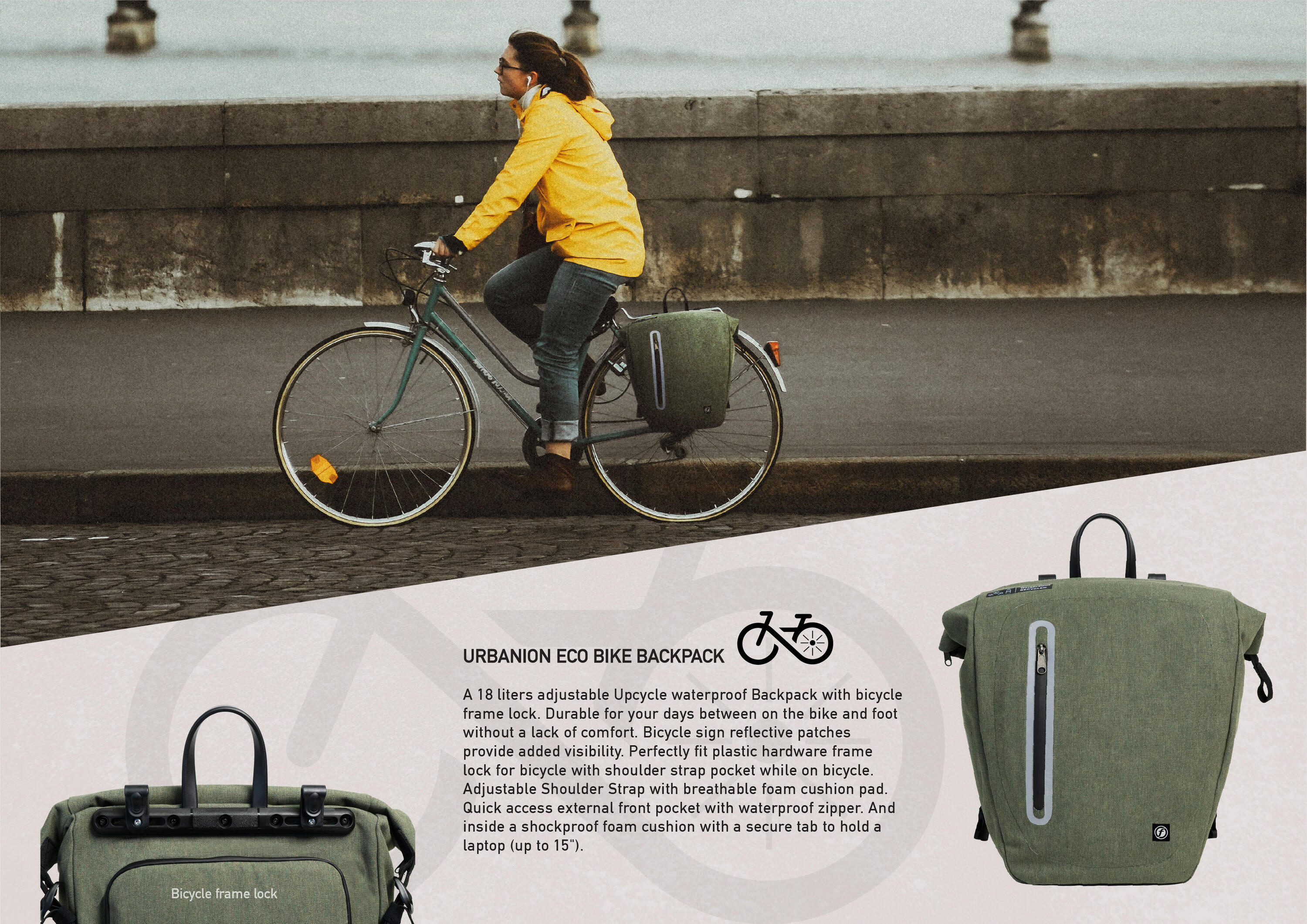 Alforja impermeable convertible Urbanion Bikepack 5/7