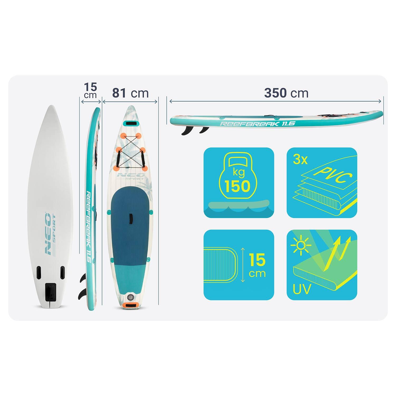 Deska SUP do pływania Neo-sport Reefbreak pompowana Stand Up Paddle 350cm zestaw 6/7