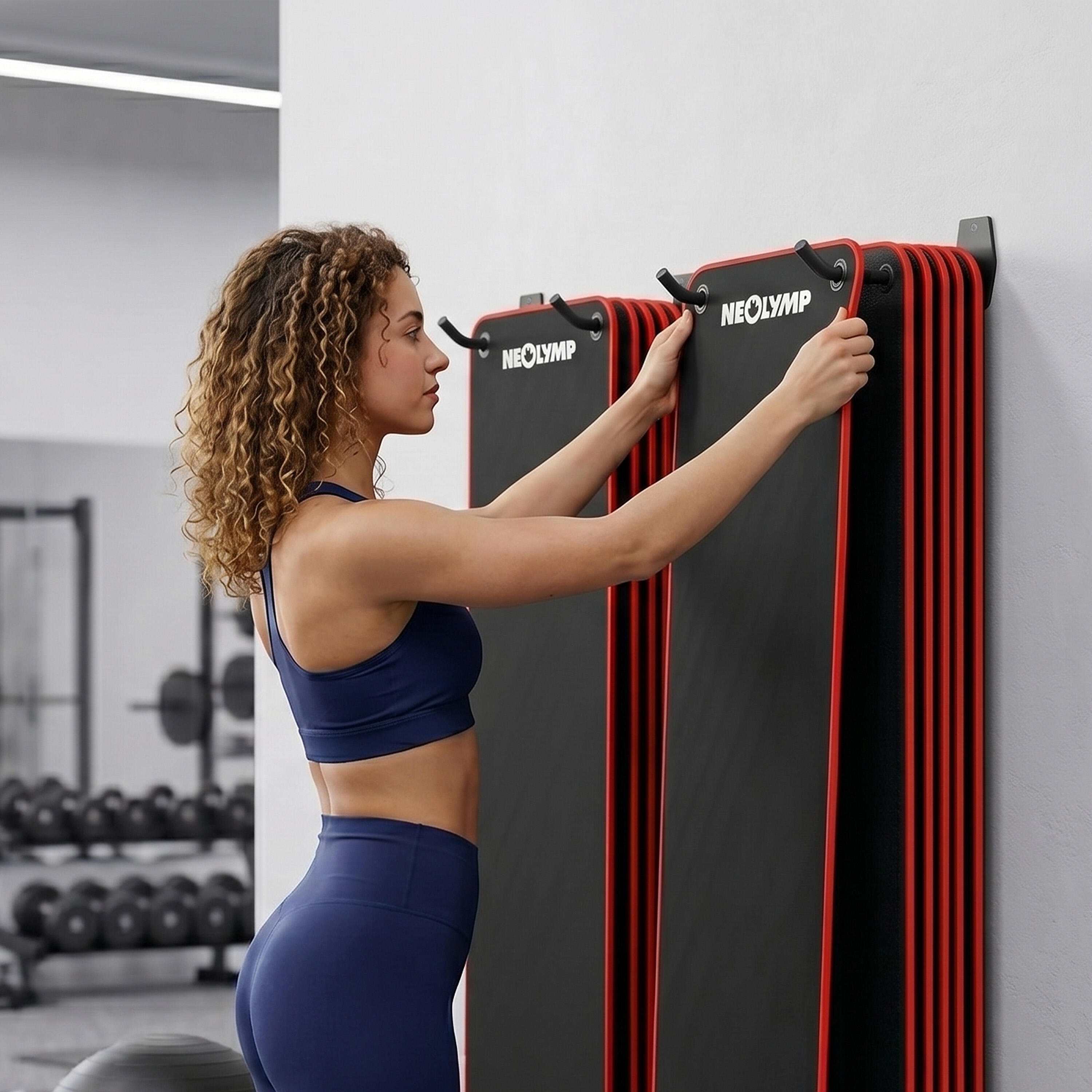 Support mural pour tapis de fitness avec crochets en acier trempé, lot de 2 2/7