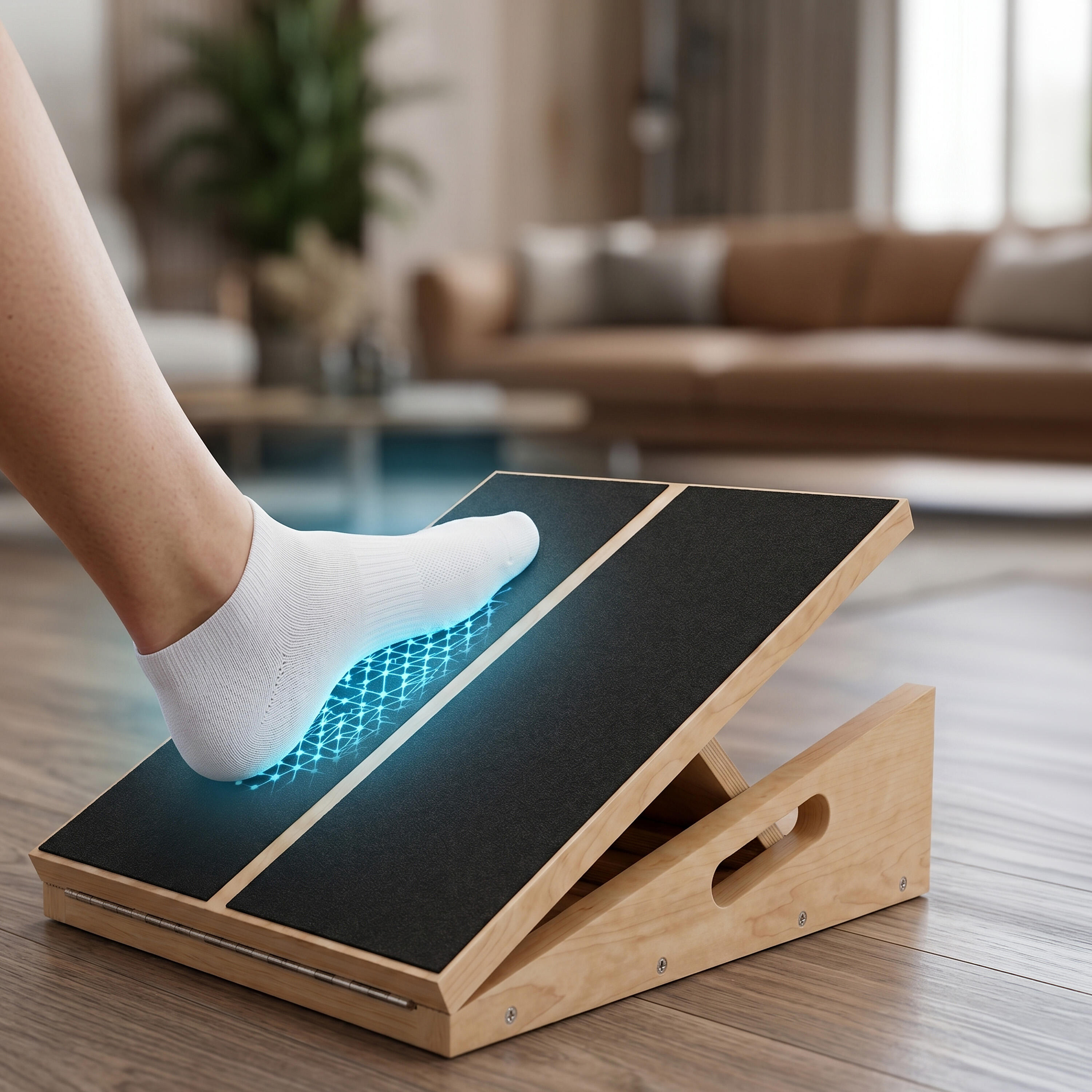 Planche inclinée en bois avec 5 angles pour étirement, mobilité et équilibre. 2/7