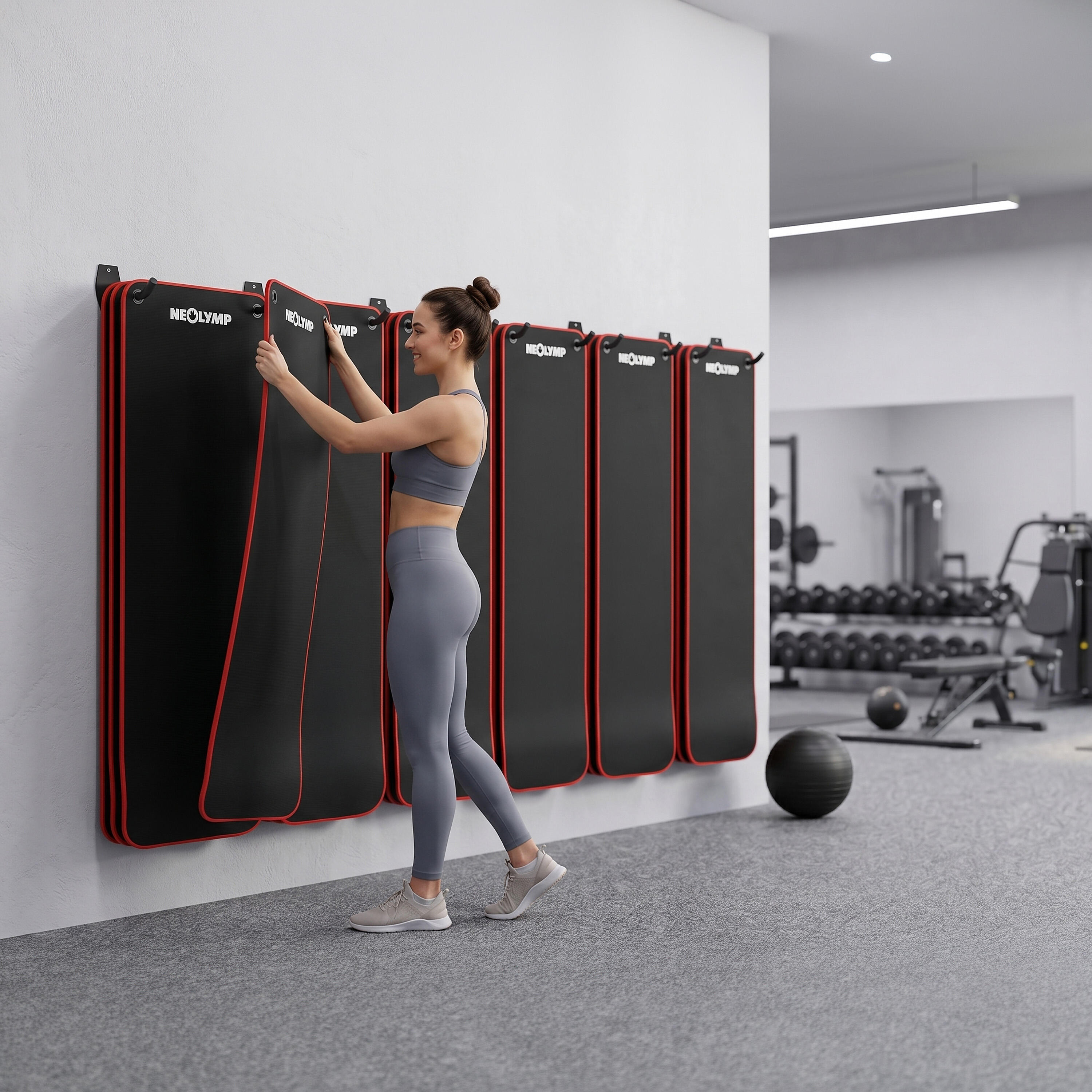 Support mural pour tapis de fitness avec crochets en acier trempé, lot de 2 7/7