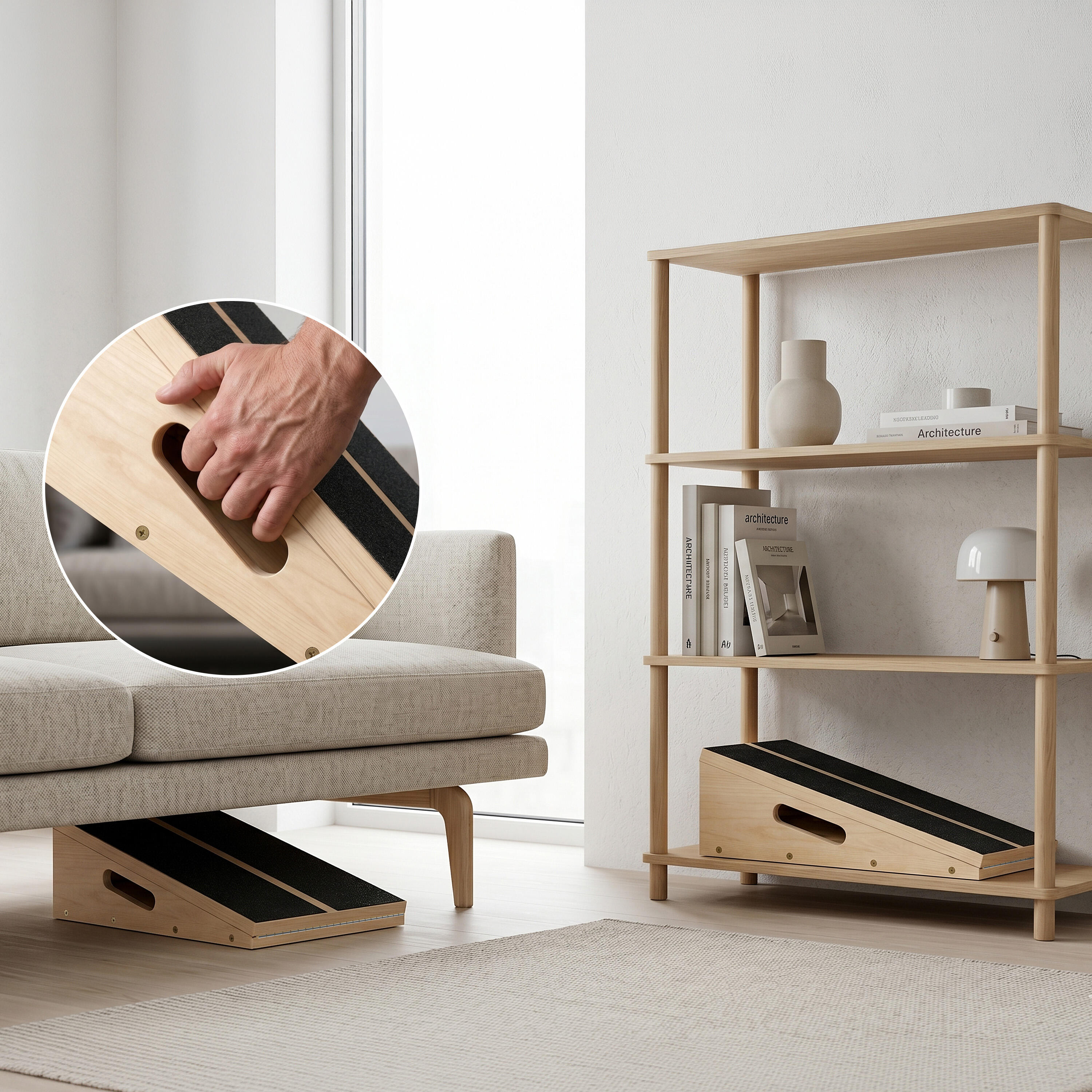 Planche inclinée en bois avec 5 angles pour étirement, mobilité et équilibre. 6/7