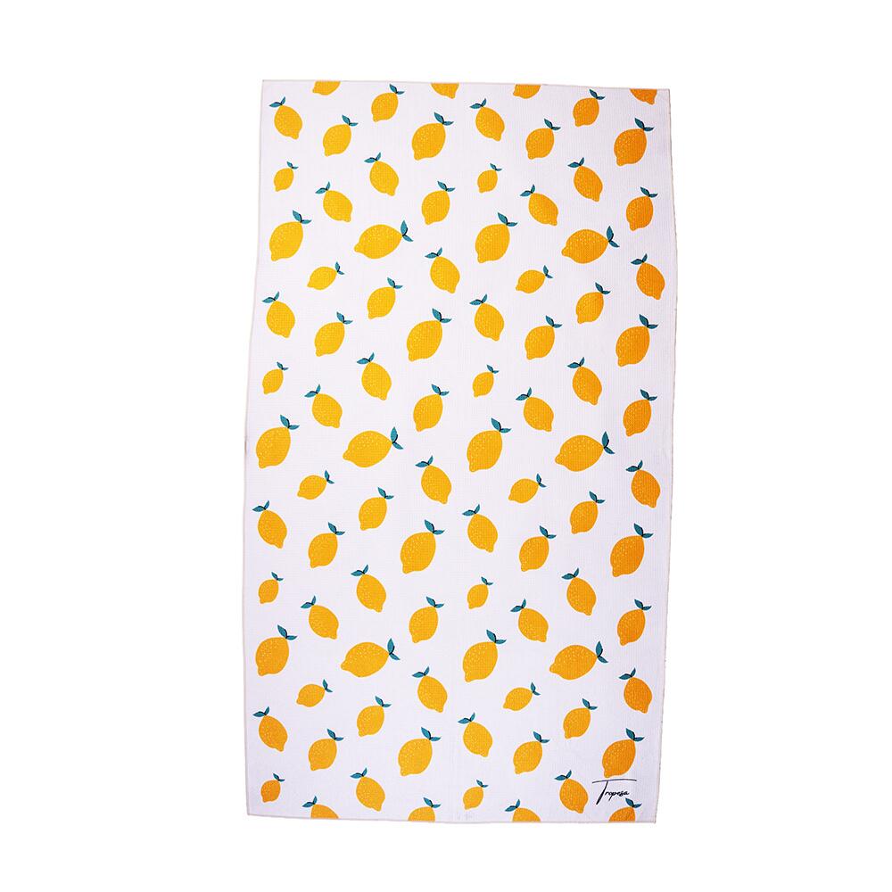Serviette de plage 160 x 90 cm, imprimée blanche à motif citrons 2/7