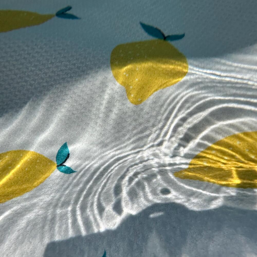 Serviette de plage 160 x 90 cm, imprimée blanche à motif citrons 6/7