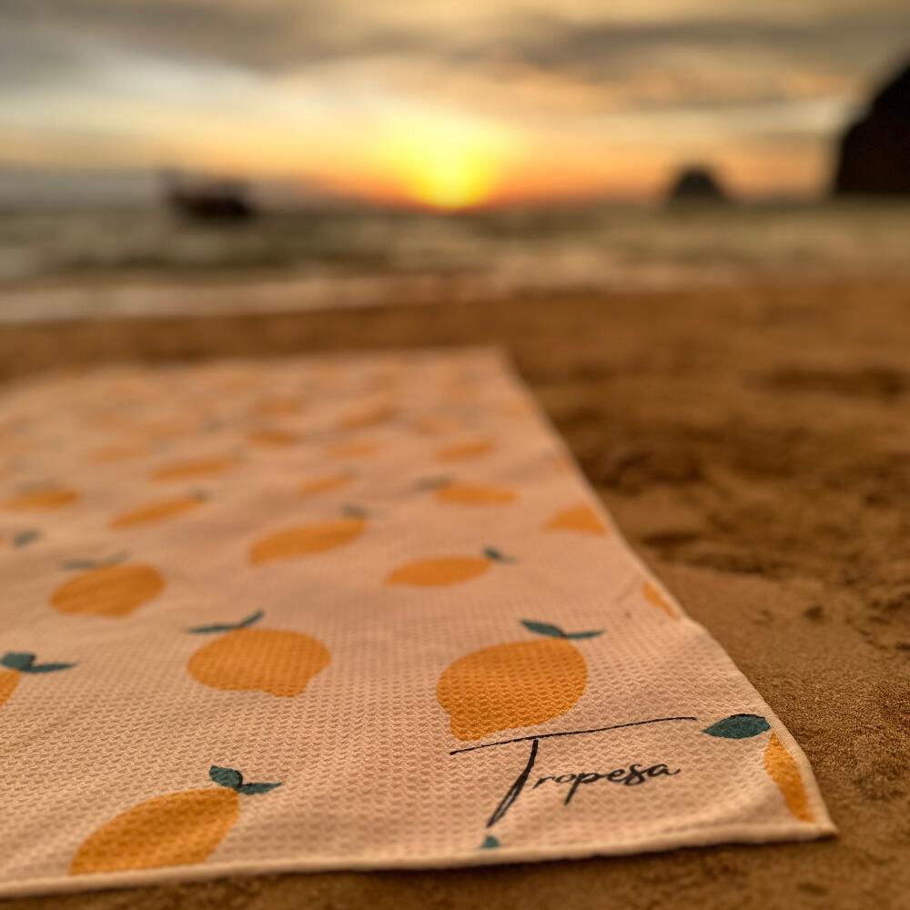 Serviette de plage 160 x 90 cm, imprimée blanche à motif citrons 7/7