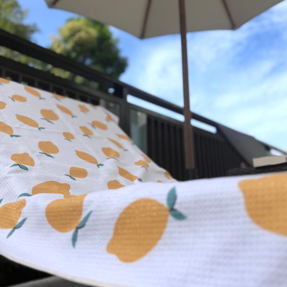 Serviette de plage 160 x 90 cm, imprimée blanche à motif citrons 4/7