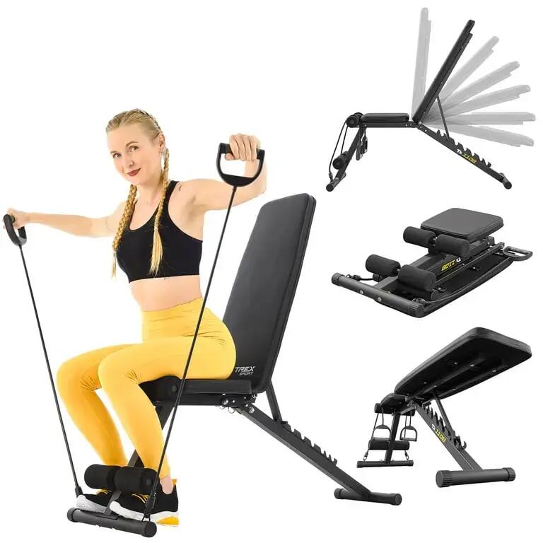 Сгъваема фитнес лежанка Trex Sport TX-110B с ластици, до 110 кг