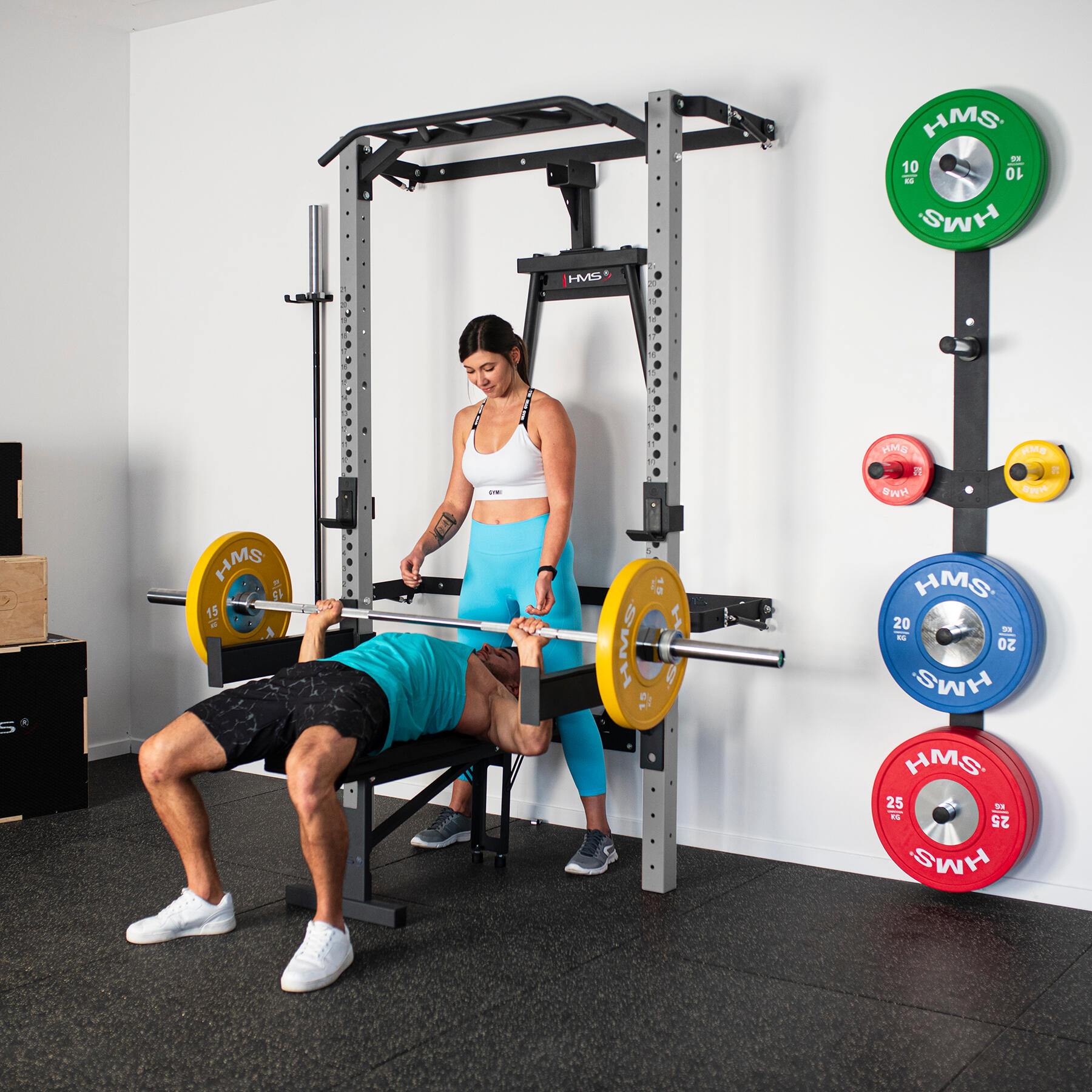 Multifunkční posilovací stojan - Power Rack HMS KLT22 šedý 6/7