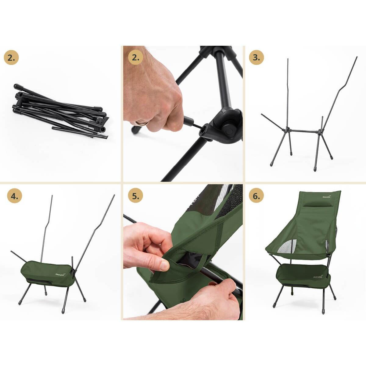 Lot de 2 Chaises de camping pliable Solig - légère 2,2kg - Max 120kg - acier 5/7