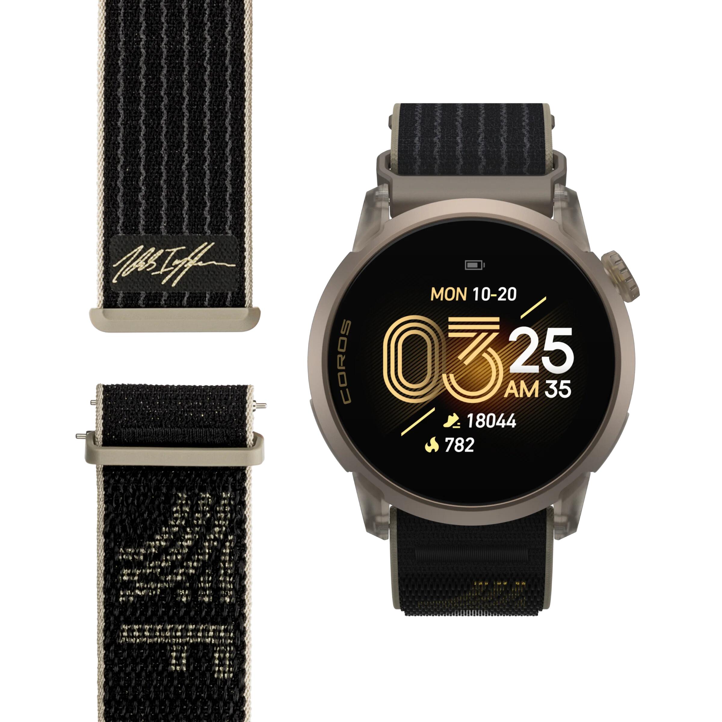 Orologio GPS Coros Pace 4 in alluminio e nylon, nero e oro, edizione Jakob Ingeb 6/7
