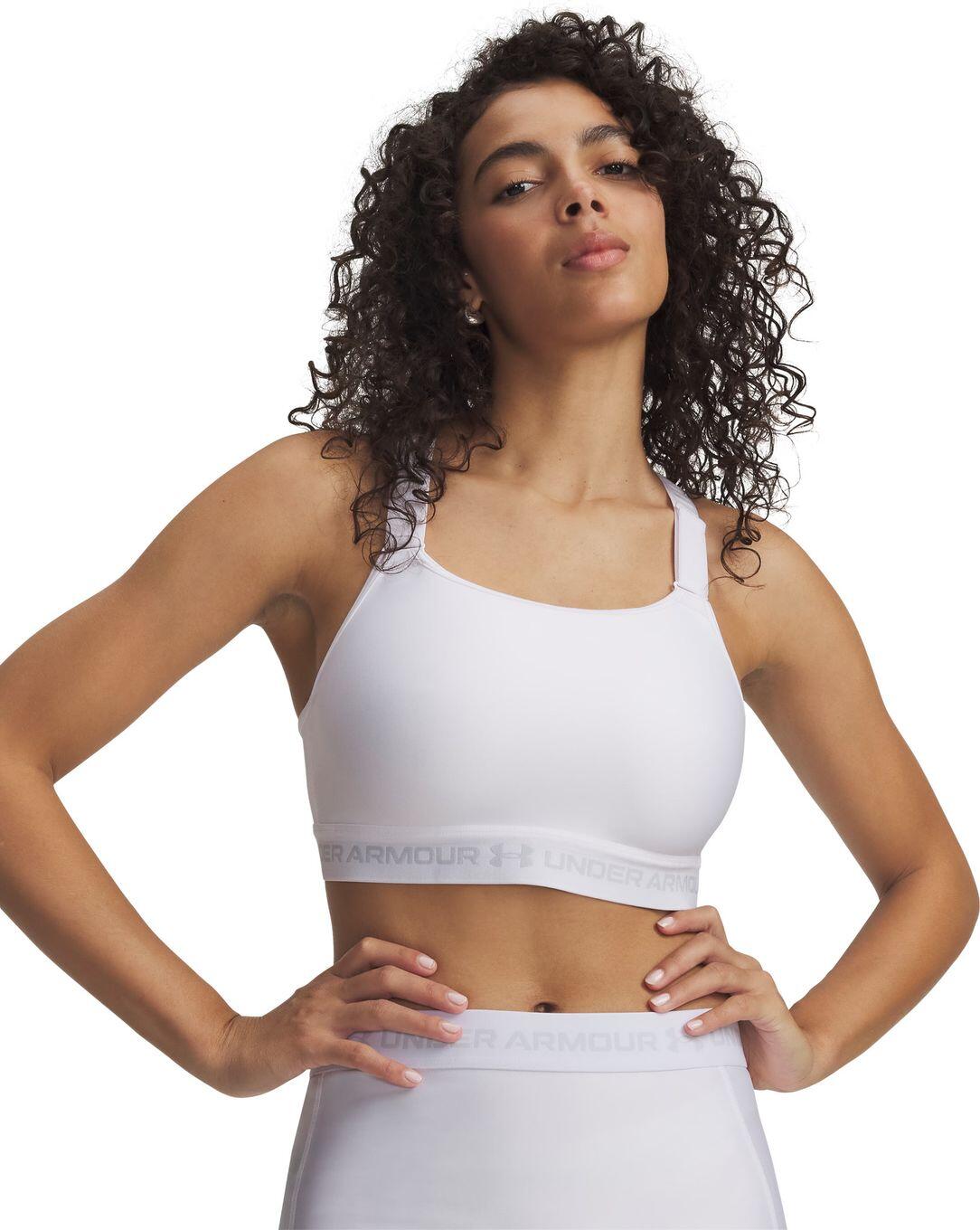 Top desportivo Under Armour HeatGear High Branco para mulher 4/5