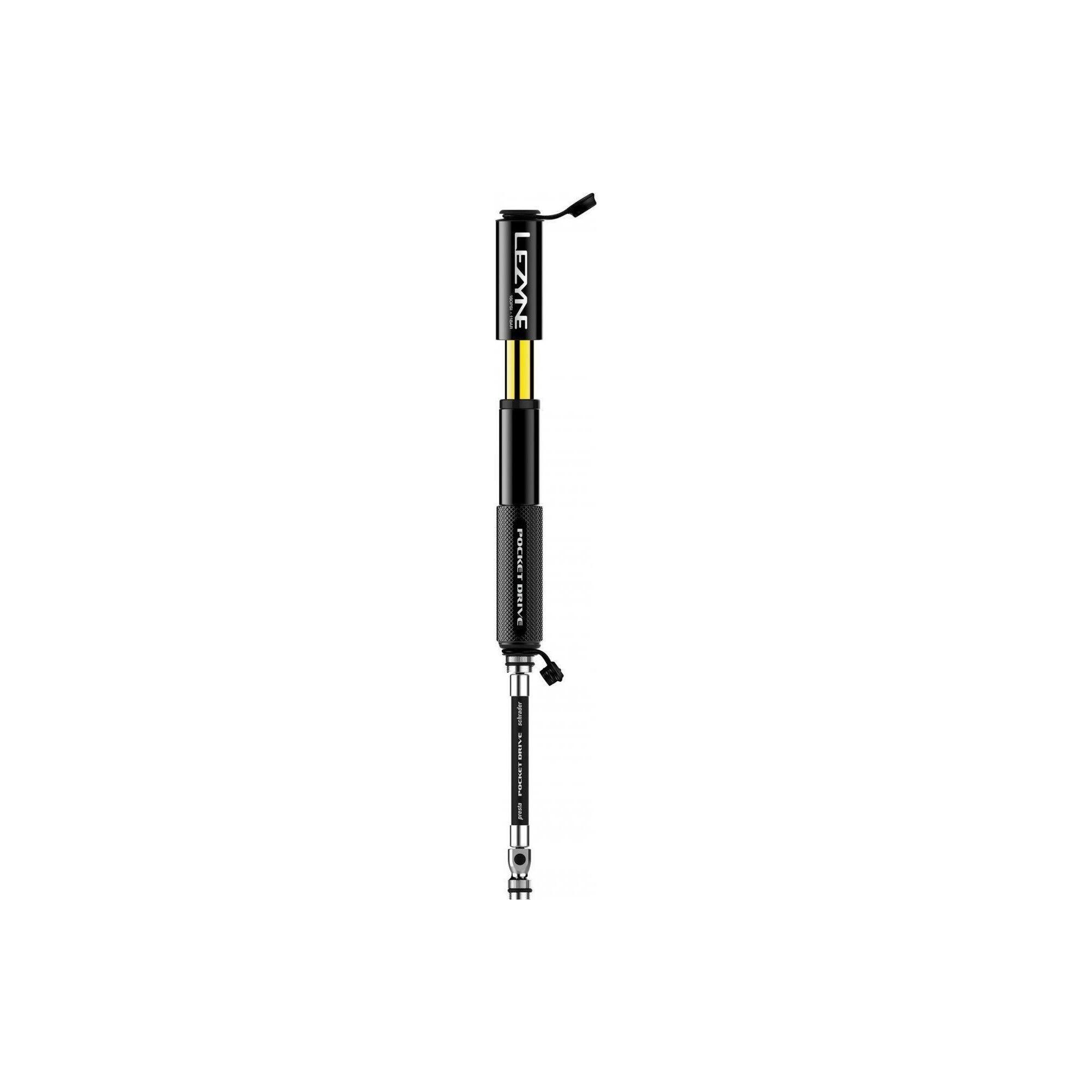Lezyne Pocket Drive CNC HP - pompă manuală mini, aluminiu, negru