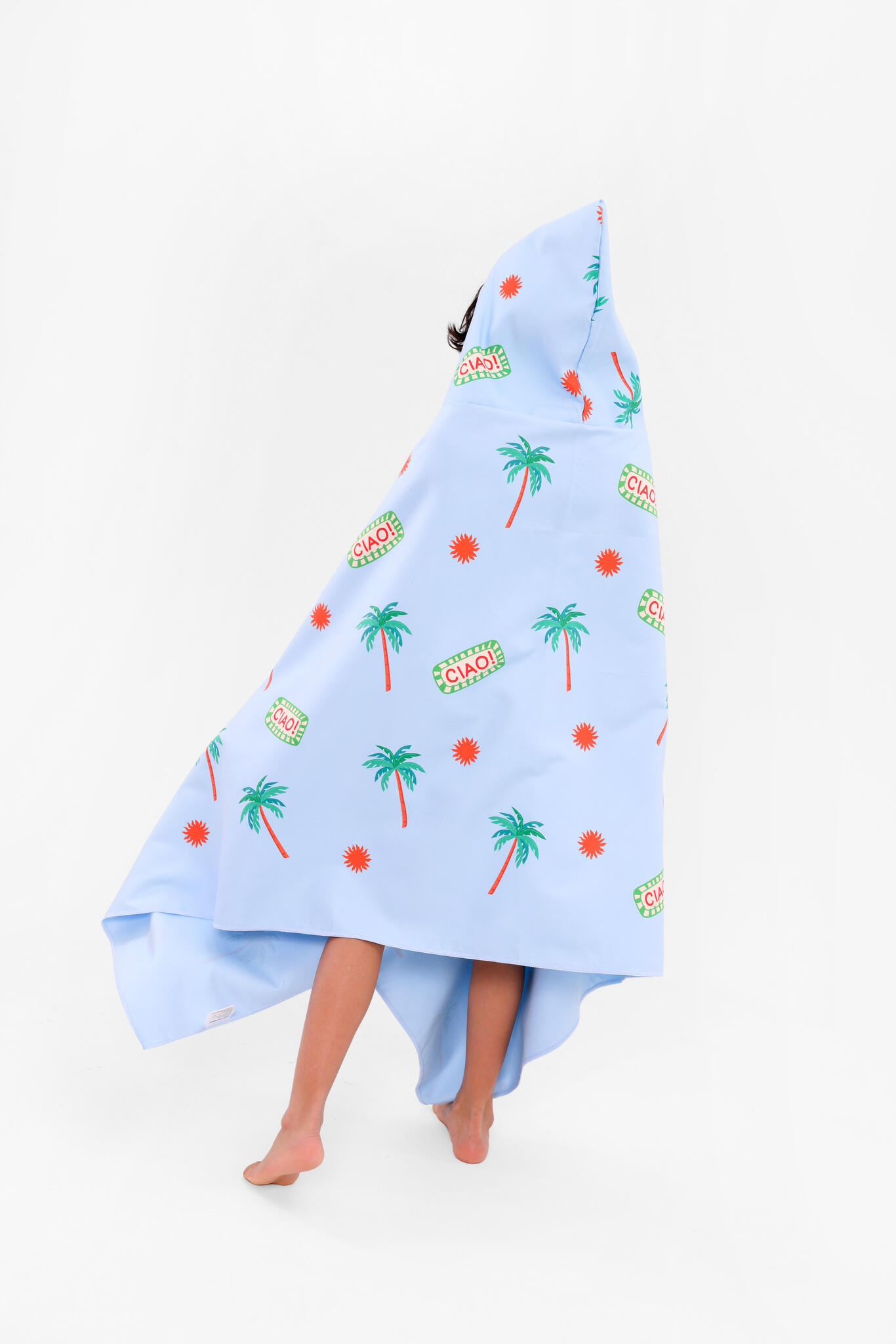 Ręcznik szybkoschnący z kapturem poncho dla dzieci Spokey Palms 7/7