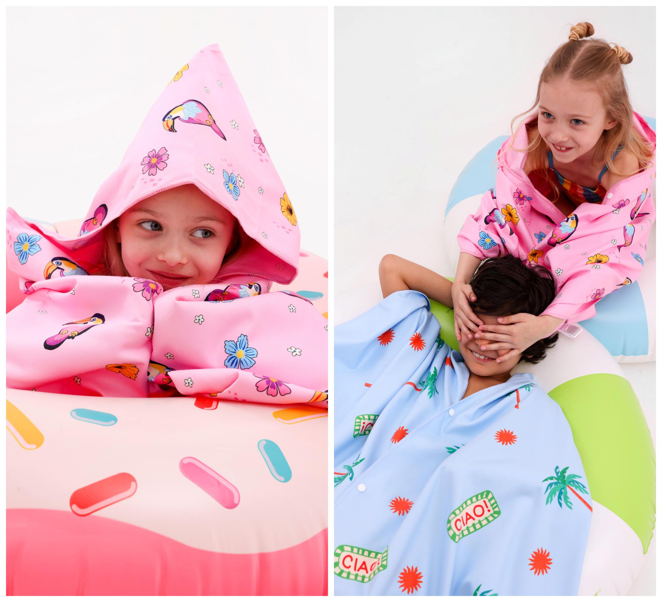Ręcznik szybkoschnący z kapturem poncho dla dzieci Spokey Tucan 6/7