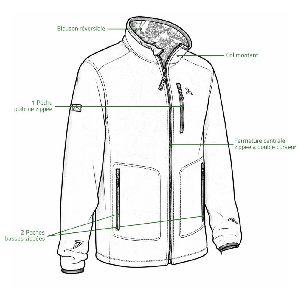 Blouson polaire réversible Pro Hunt polyester kaki/blaze M à 4XL 3/5