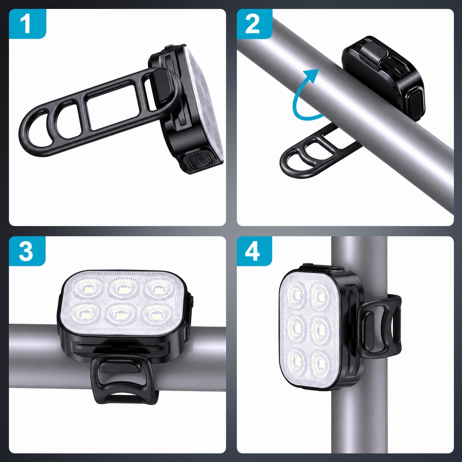 Éclairage Vélo – Feu LED Avant et Arrière – Rechargeable USB 5/7