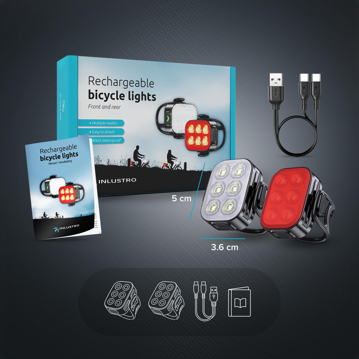 Éclairage Vélo – Feu LED Avant et Arrière – Rechargeable USB 7/7