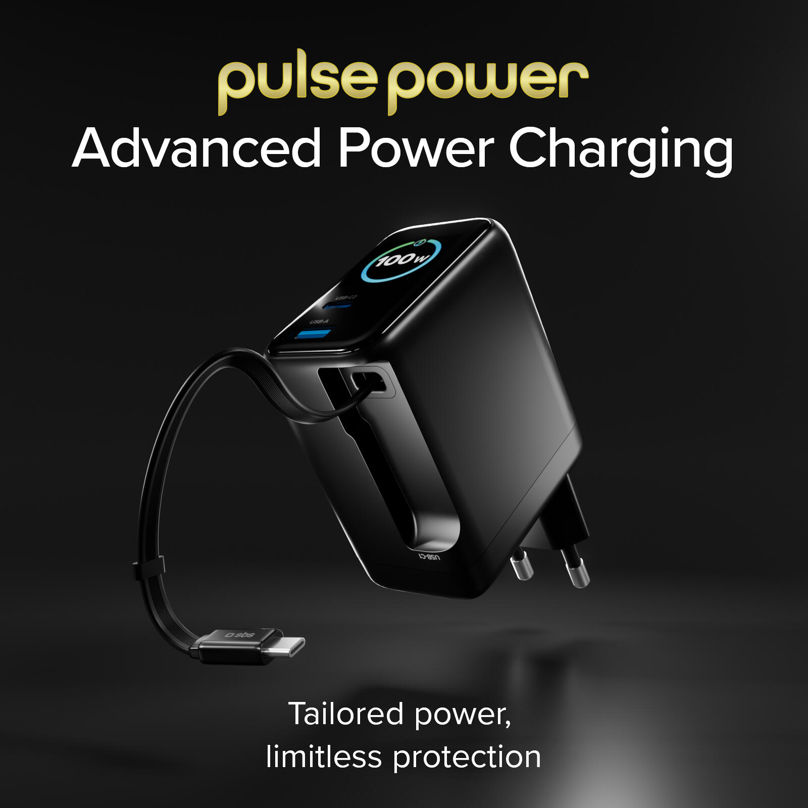 Caricatore 100W USB‑C/USB‑A con cavo estendibile 3/7