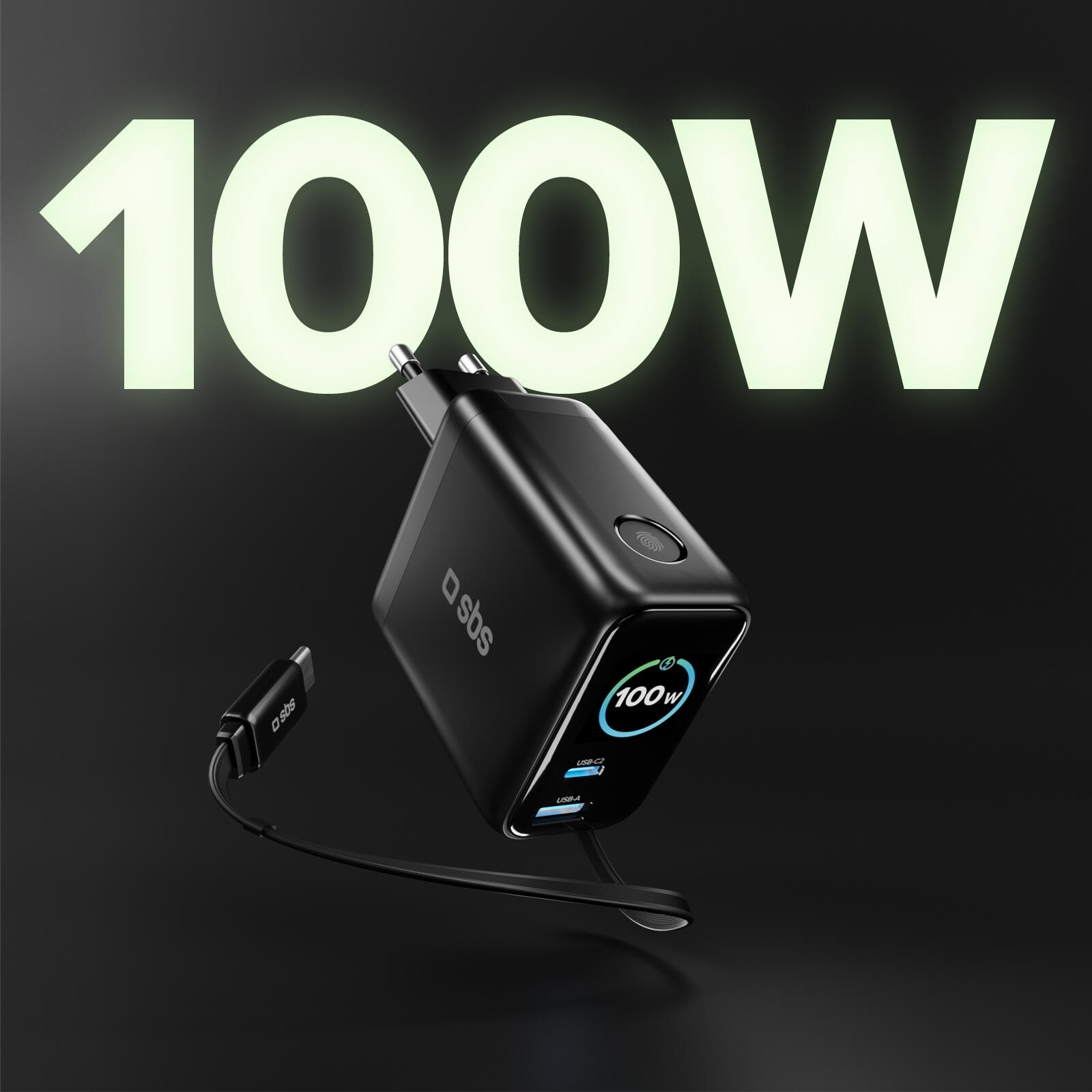Caricatore 100W USB‑C/USB‑A con cavo estendibile 2/7