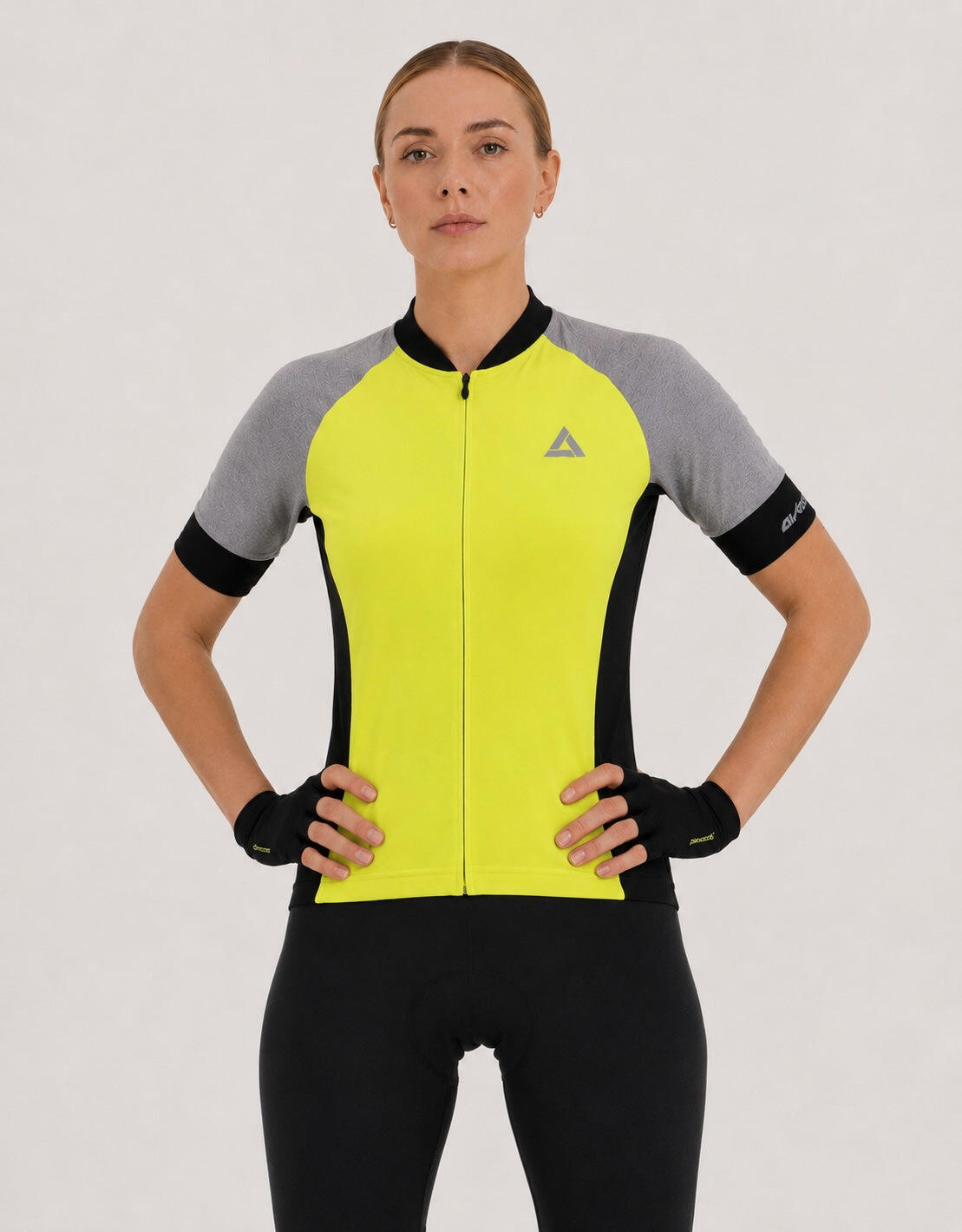 Damen Fahrradtrikot Kurzarm Radtrikot Pro Line Neon 1/4