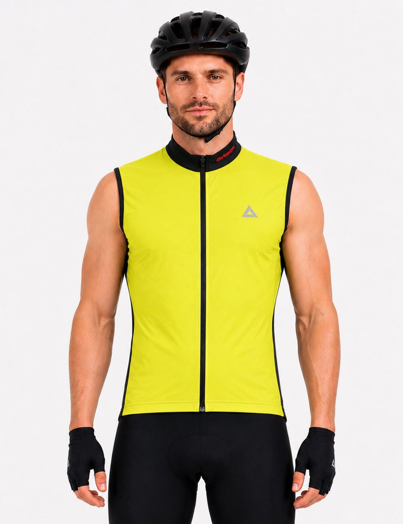 Herren Fahrradtrikot Kurzarm Ärmellos Comfort Line Neon Schwarz 1/4
