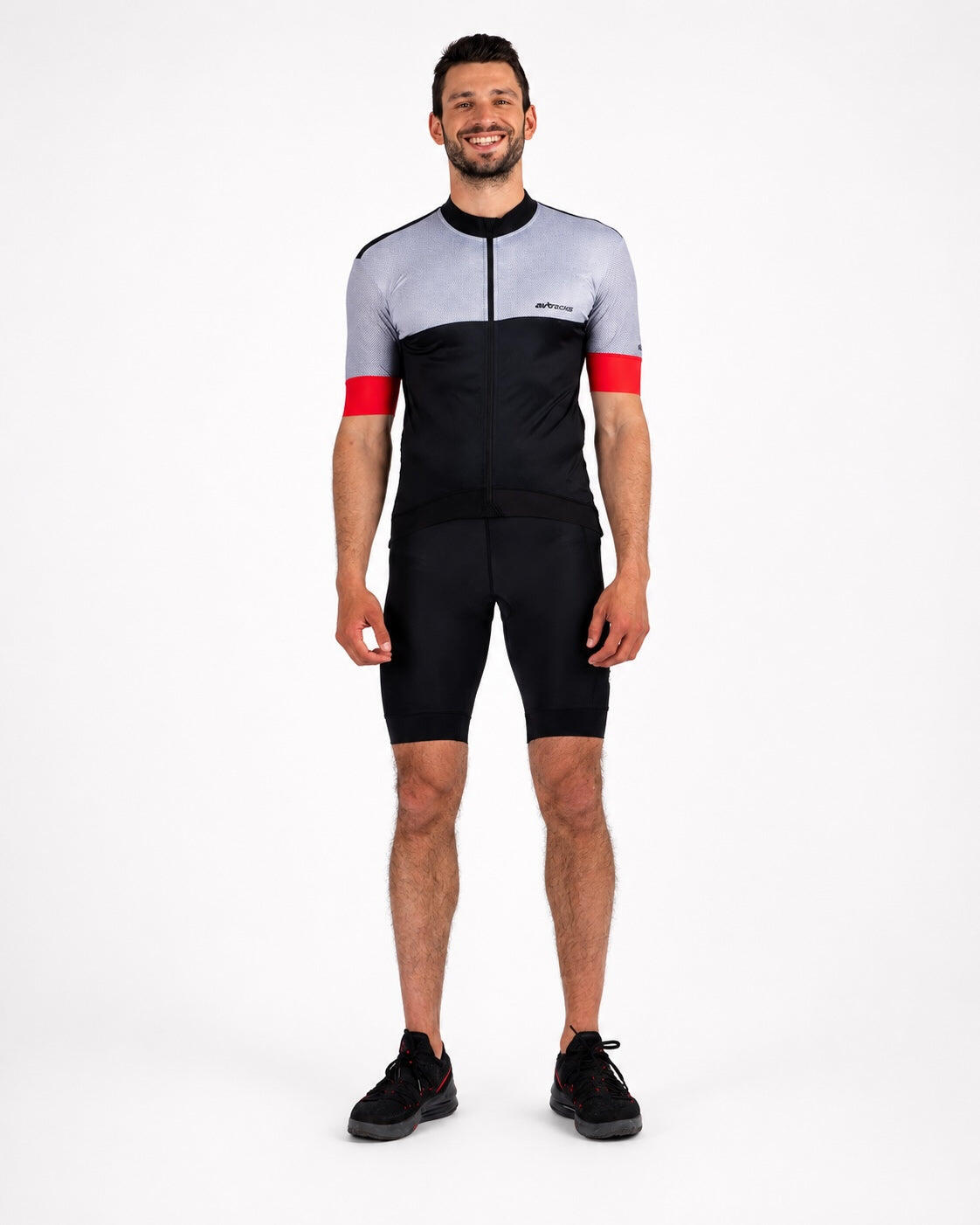 Herren Fahrradtrikot Kurzarm Radtrikot Pro Team Line III Schwarz-Grau 4/4
