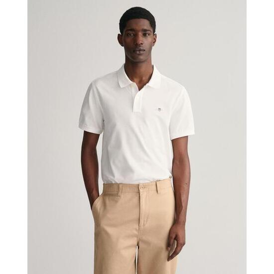 Polo Homme Piqué Shield Logo Blanc