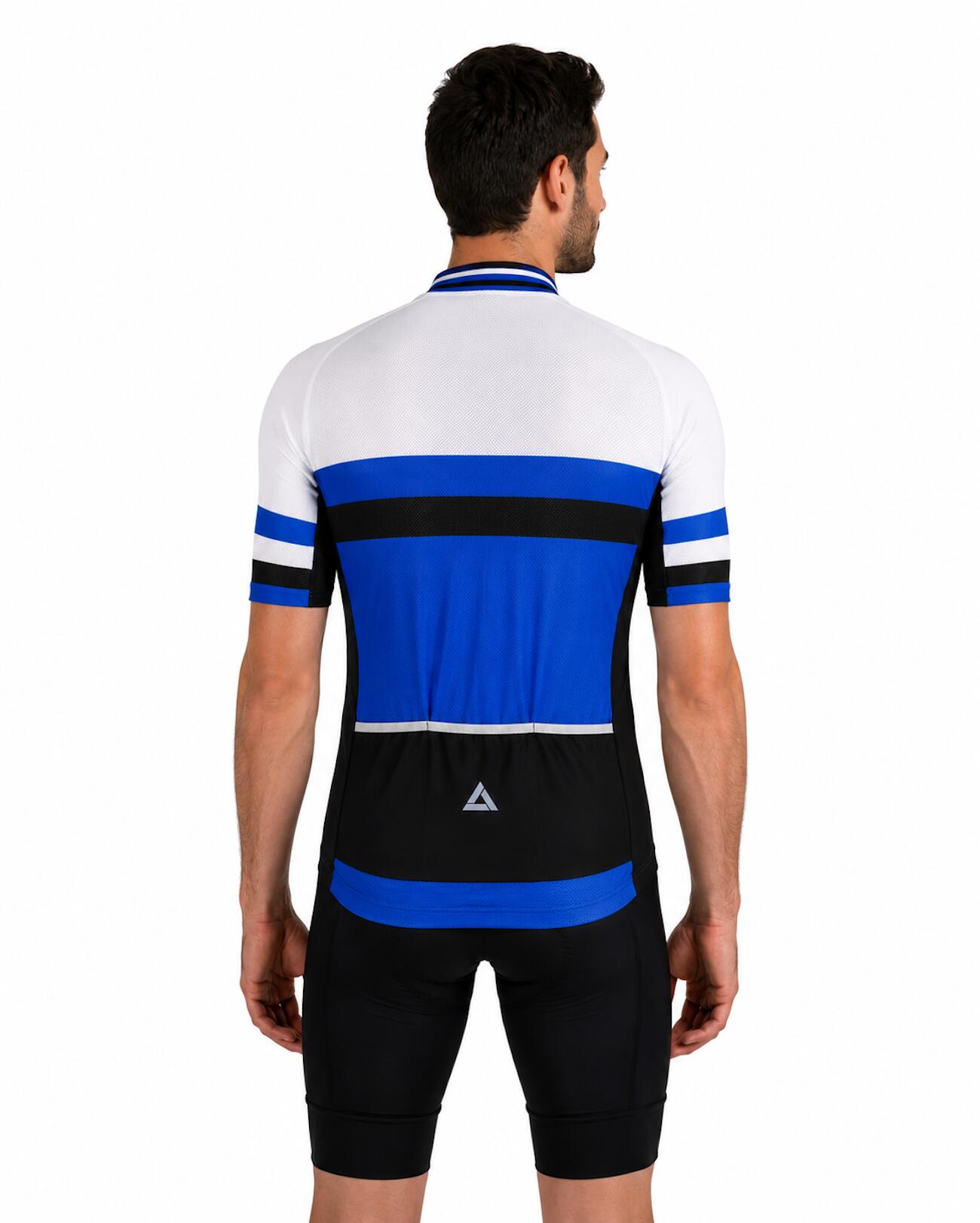 Herren Fahrradtrikot Kurzarm Pro Line III Blau-Weiss 2/4