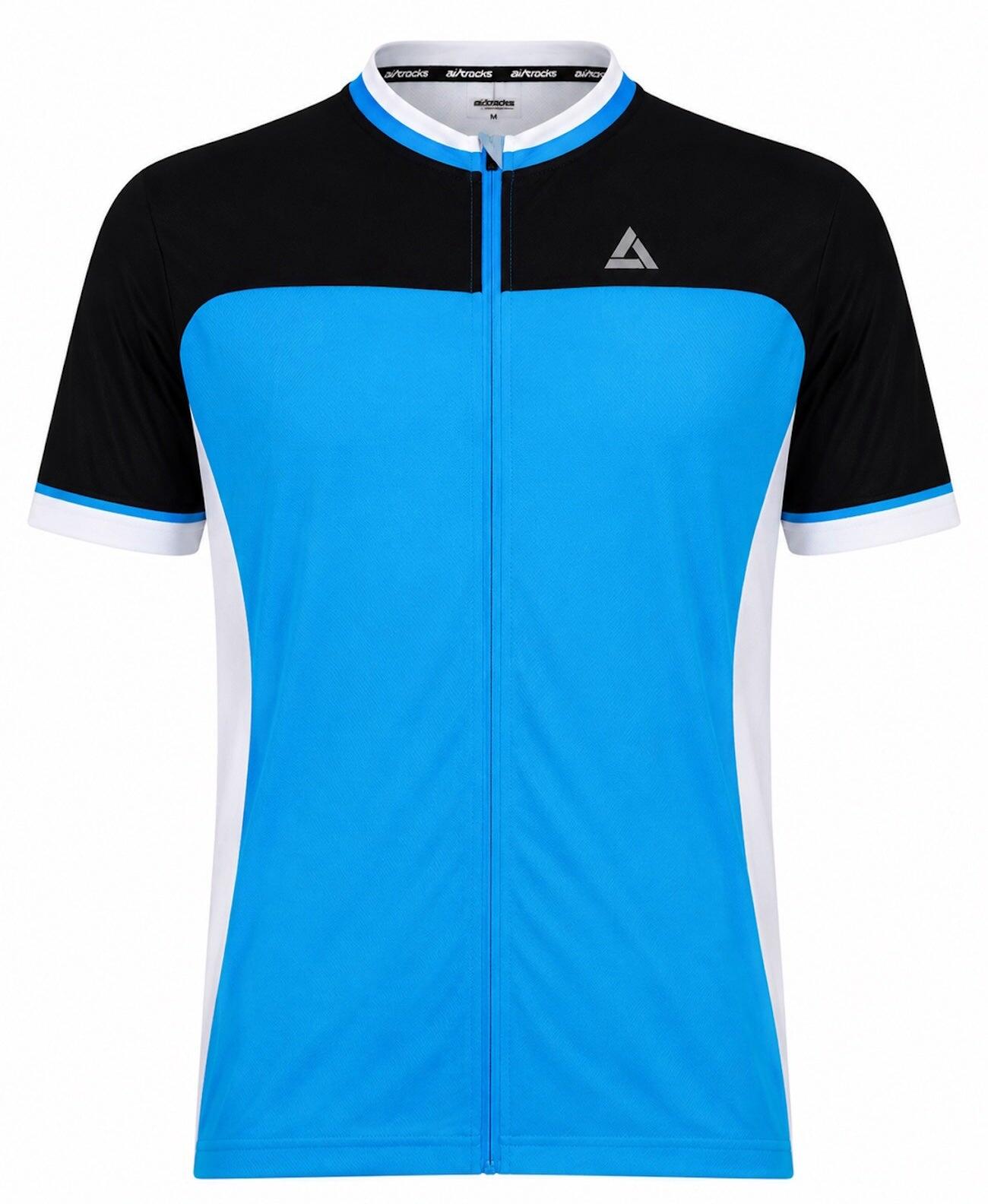 Herren Fahrradtrikot Kurzarm Radtrikot Pro T II Blau-Schwarz 1/4