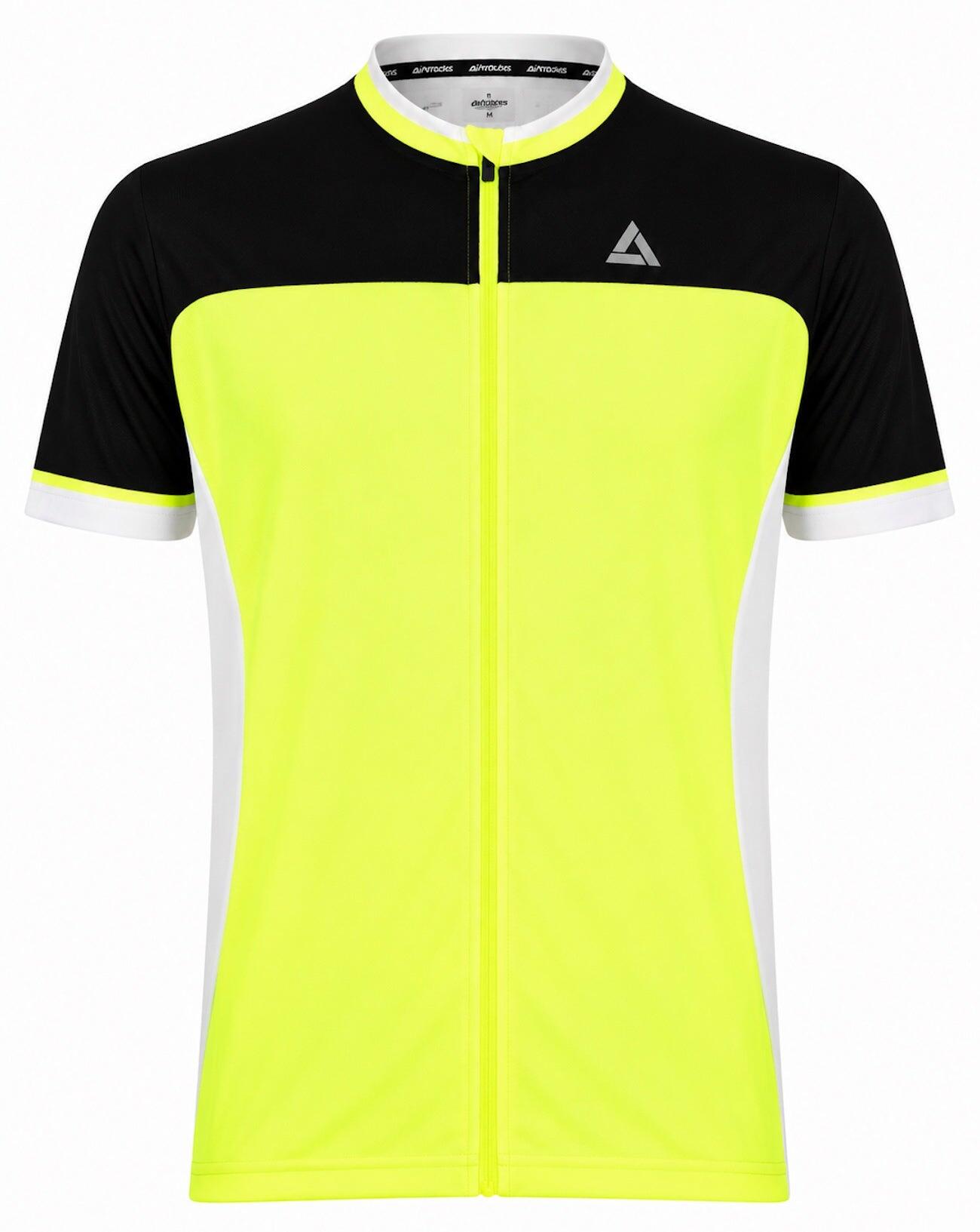 Herren Fahrradtrikot Kurzarm Radtrikot Pro T II Neon-Schwarz 1/4