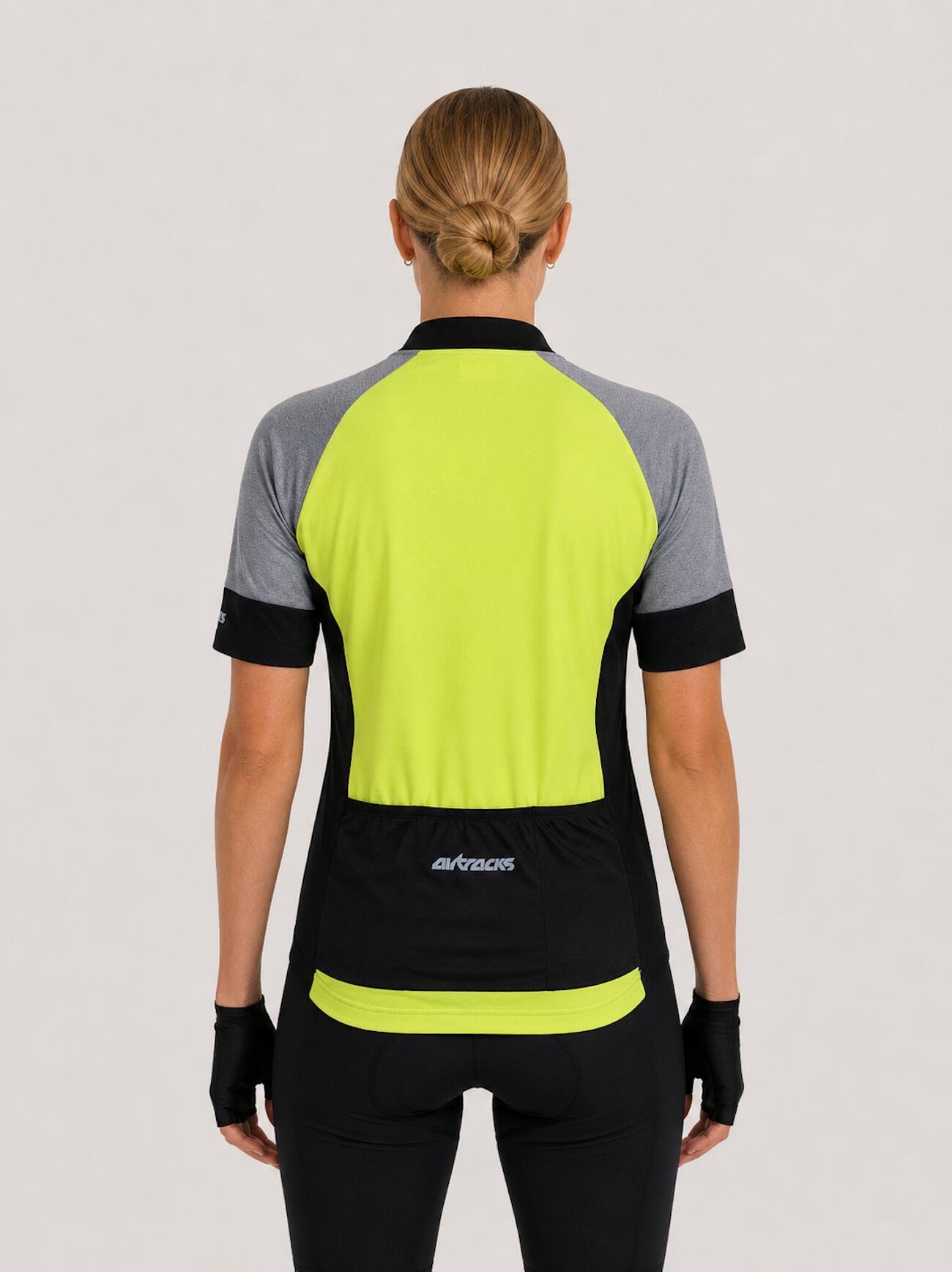 Damen Fahrradtrikot Kurzarm Radtrikot Pro Line Neon 2/4