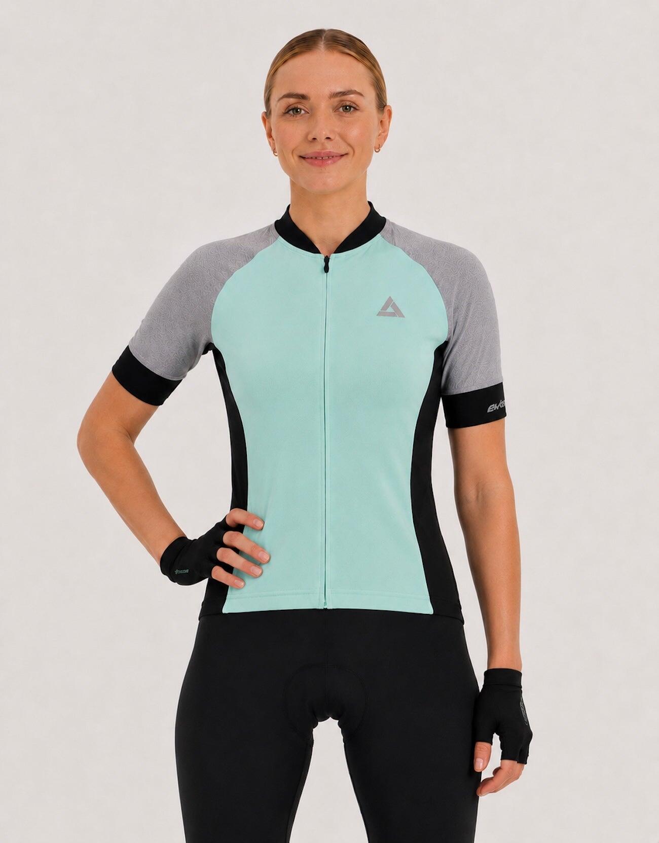 Damen Fahrradtrikot Kurzarm Radtrikot Pro Line Blau 1/4