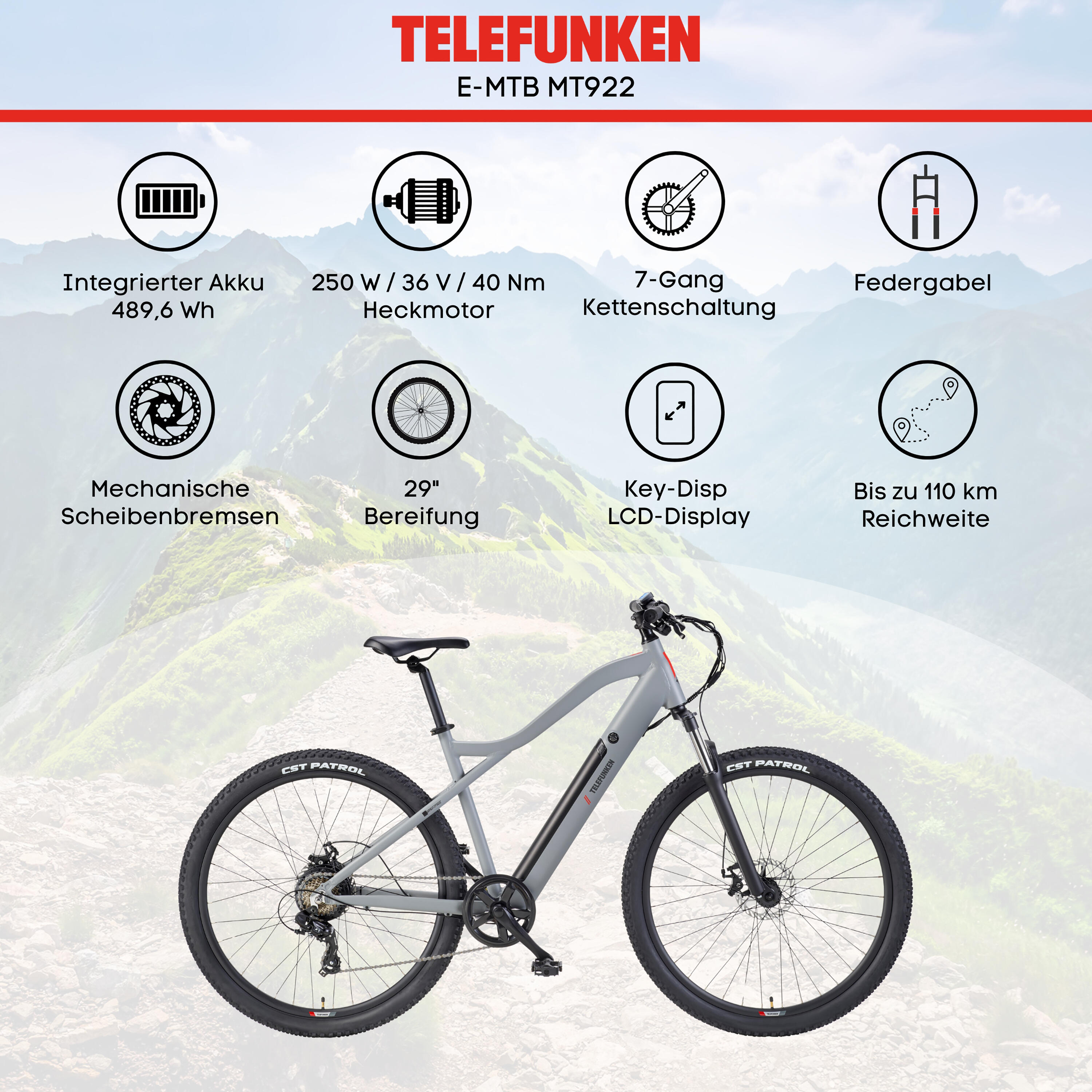 E-Bike MT922 29 Zoll 7-Gang Pedelec Mountainbike E-MTB Elektrofahrrad Hardtail 5/7
