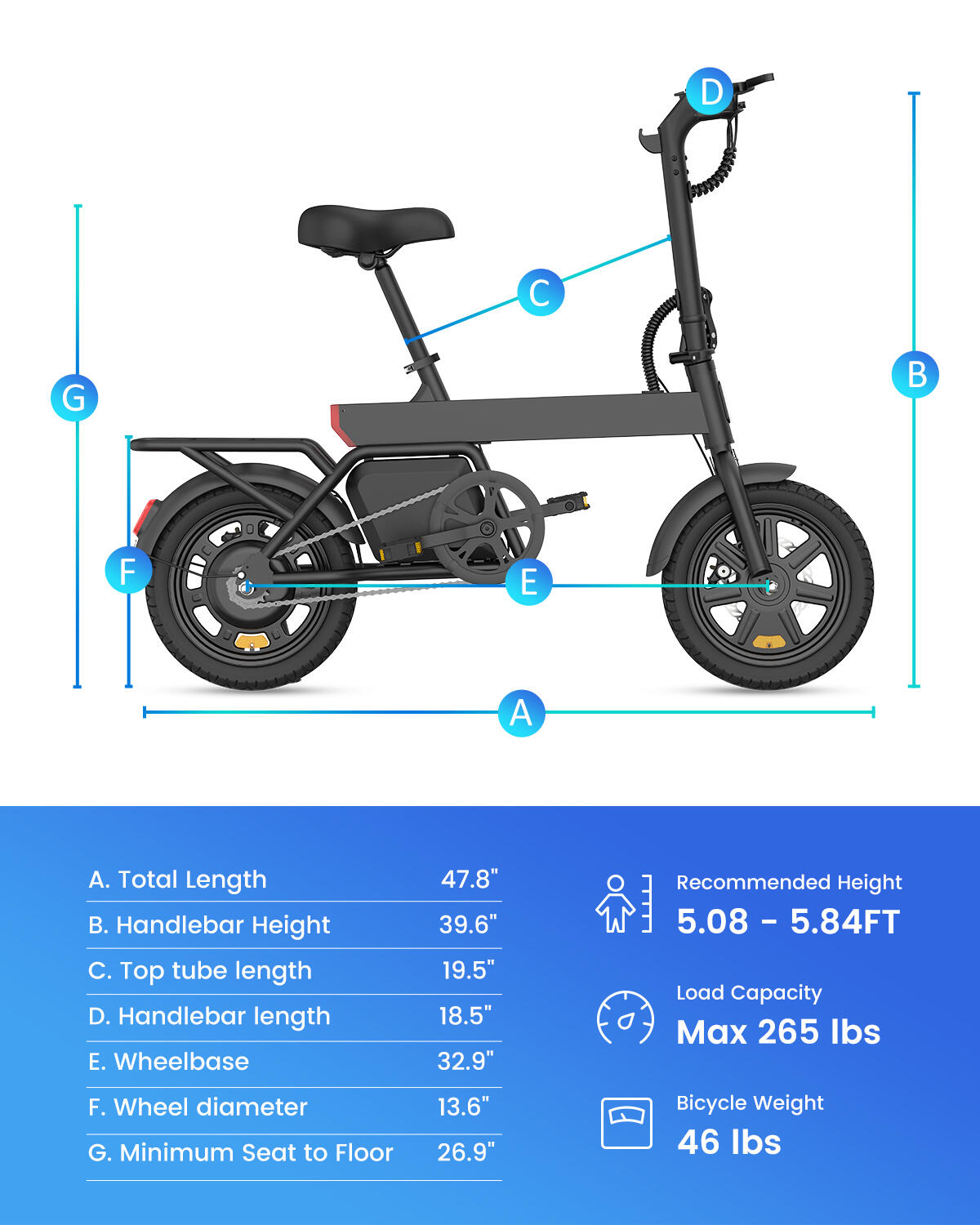 Bicicletta elettrica pieghevole REGALANGEL B20 mini 6/7